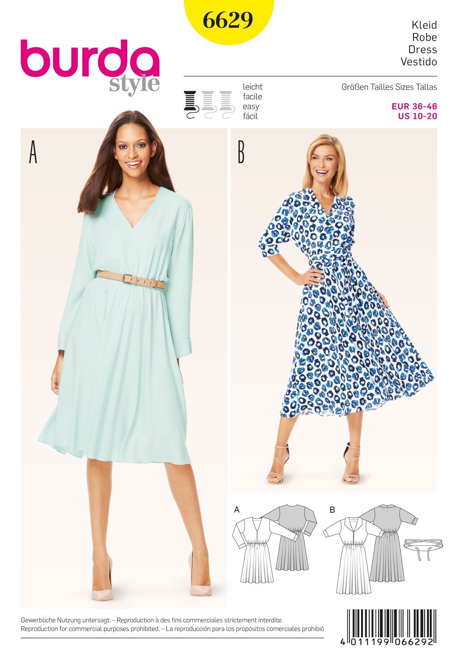 Patron Burda 6629 Robe