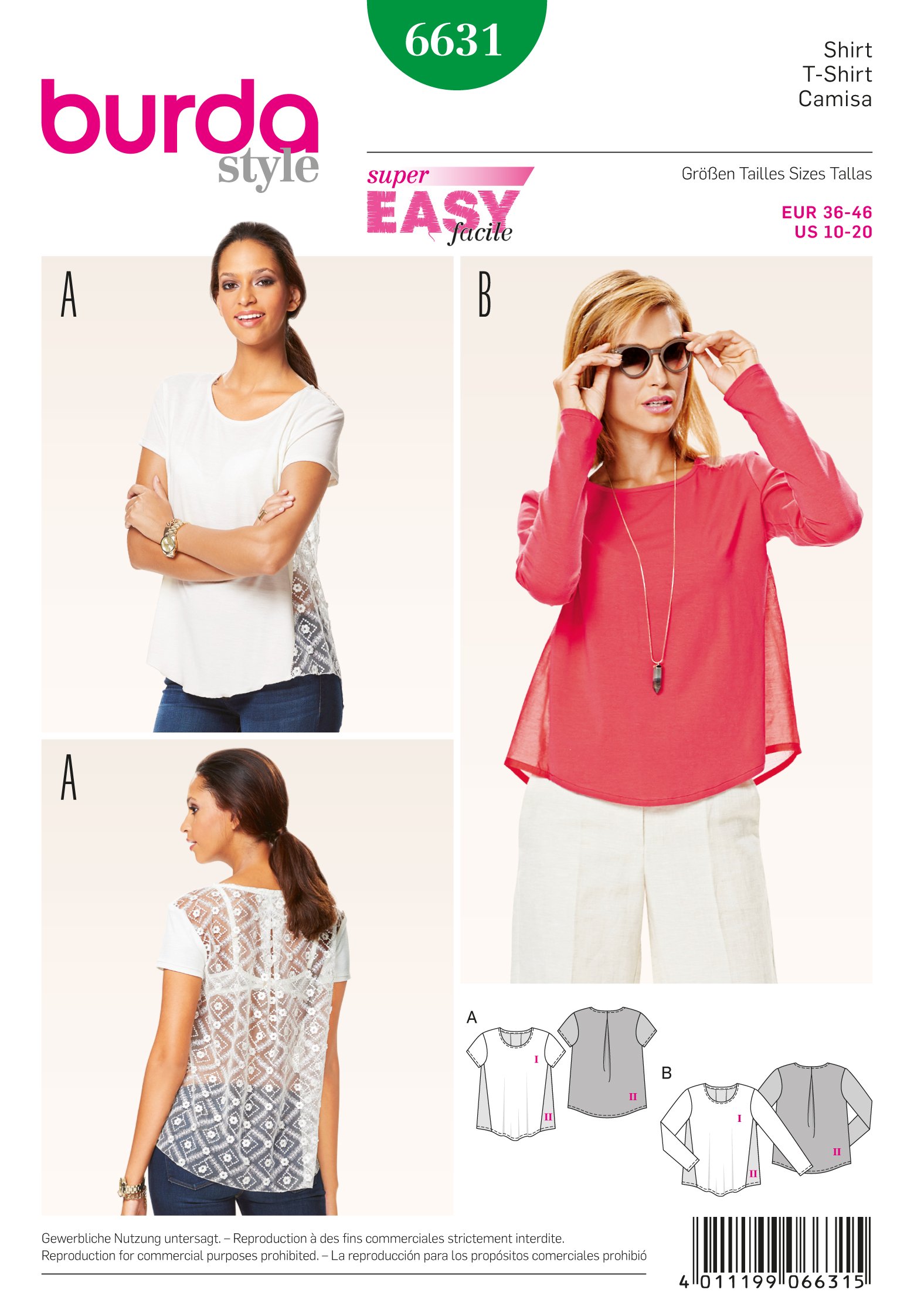 Patron Burda 6631 Tunique