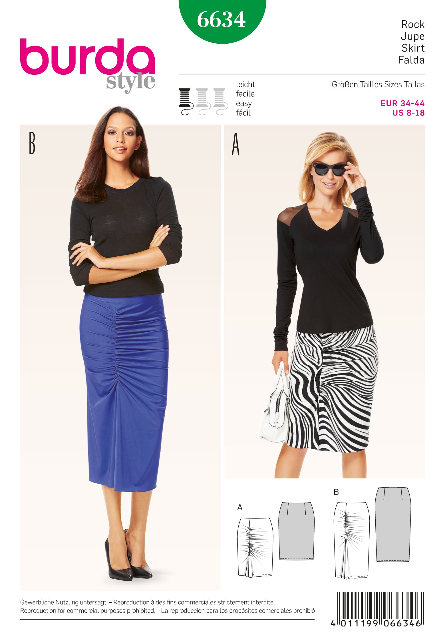 Patron Burda 6634 Jupe
