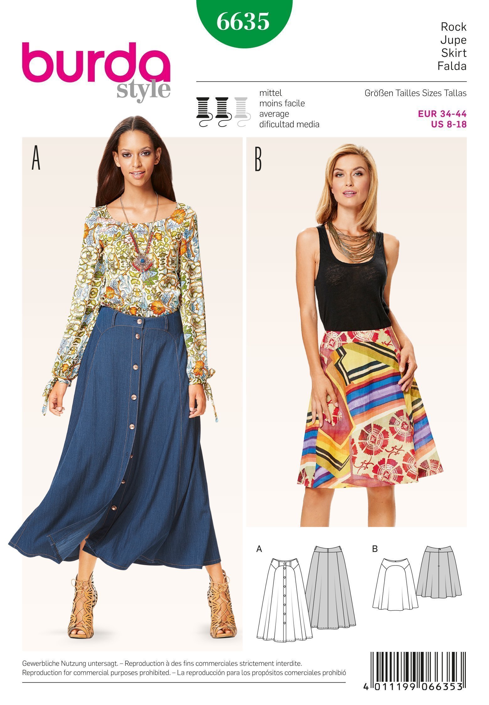 Patron Burda 6635 Jupe