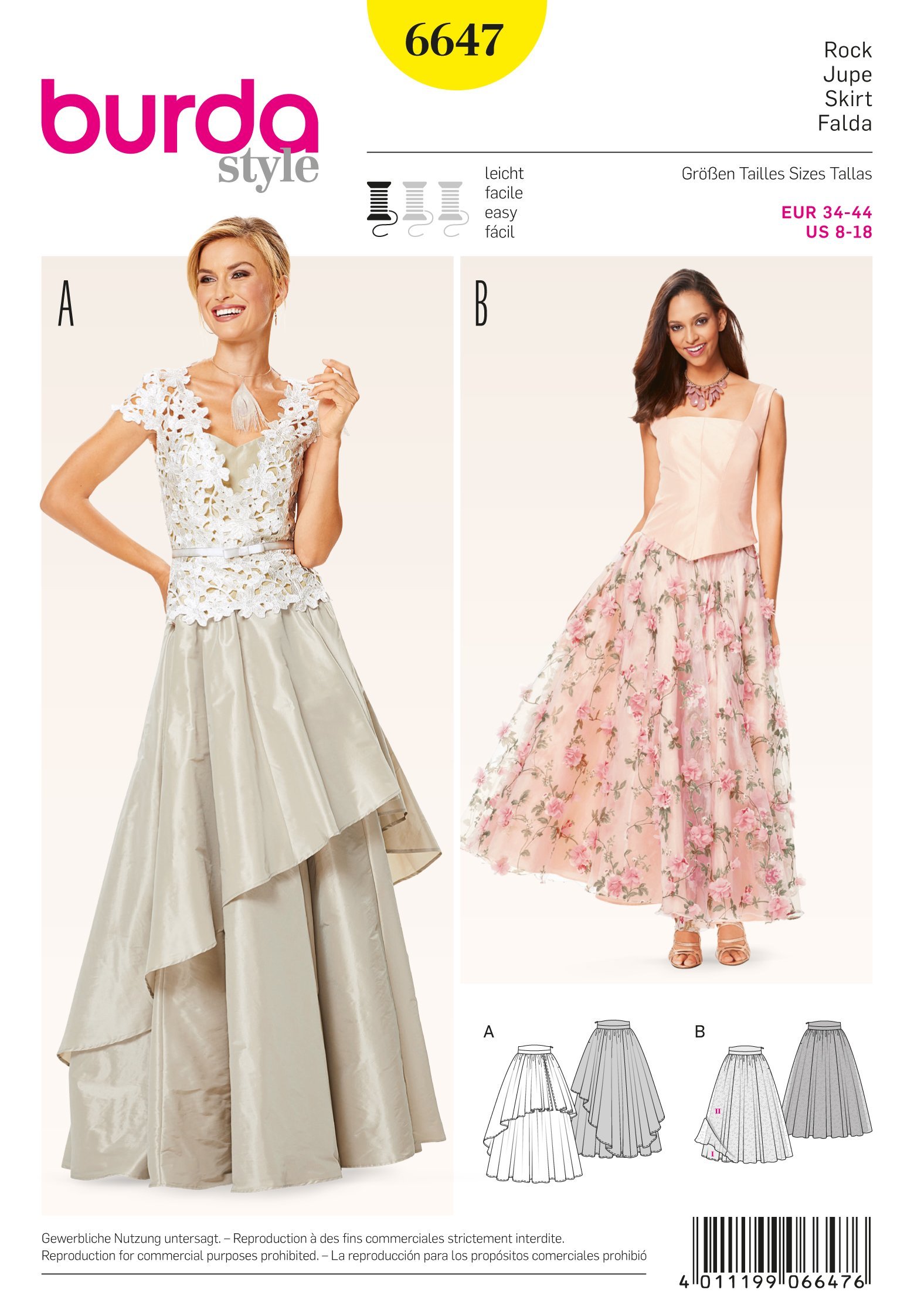 Patron Burda 6647 Jupe
