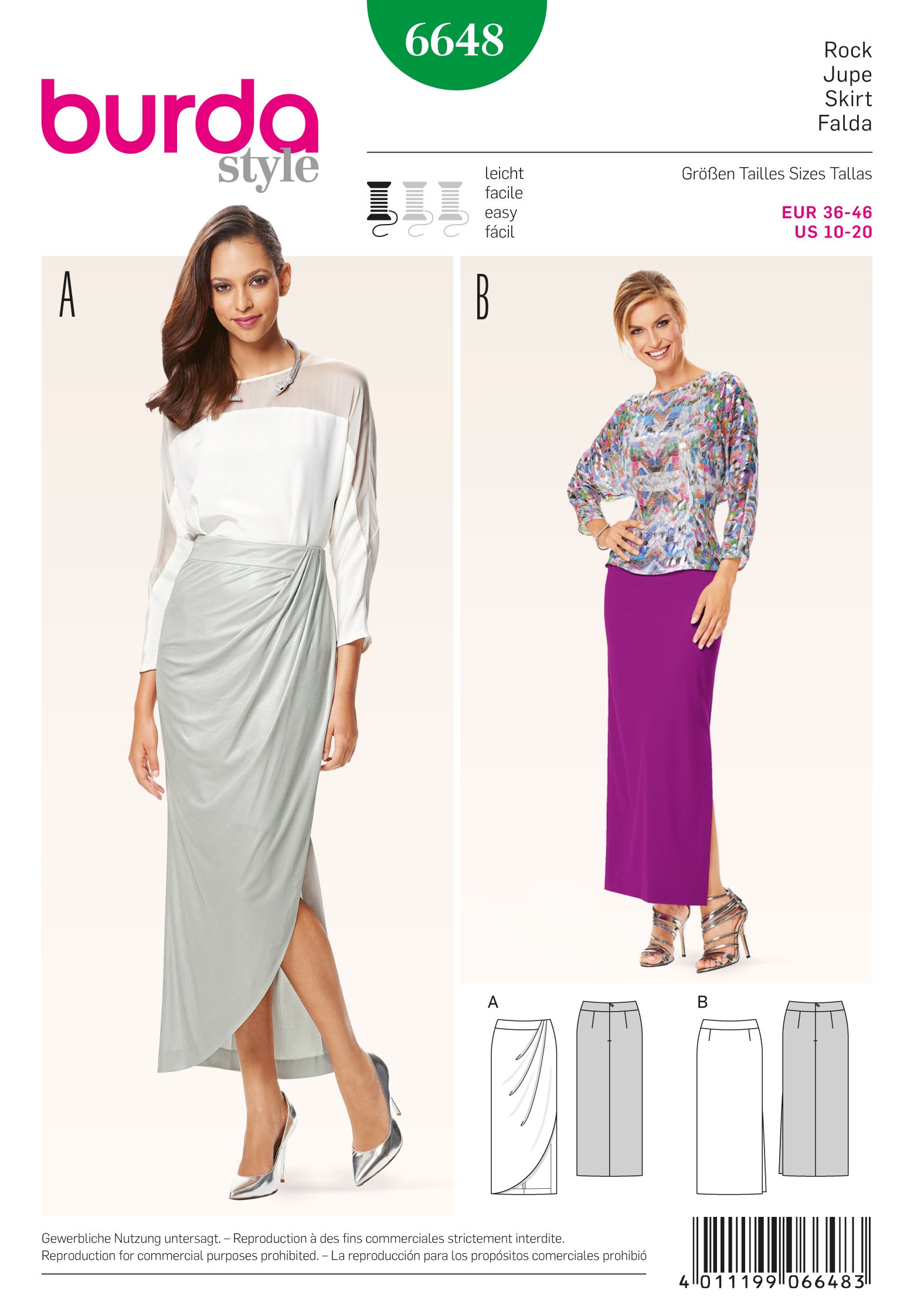 Patron Burda 6648 Jupe