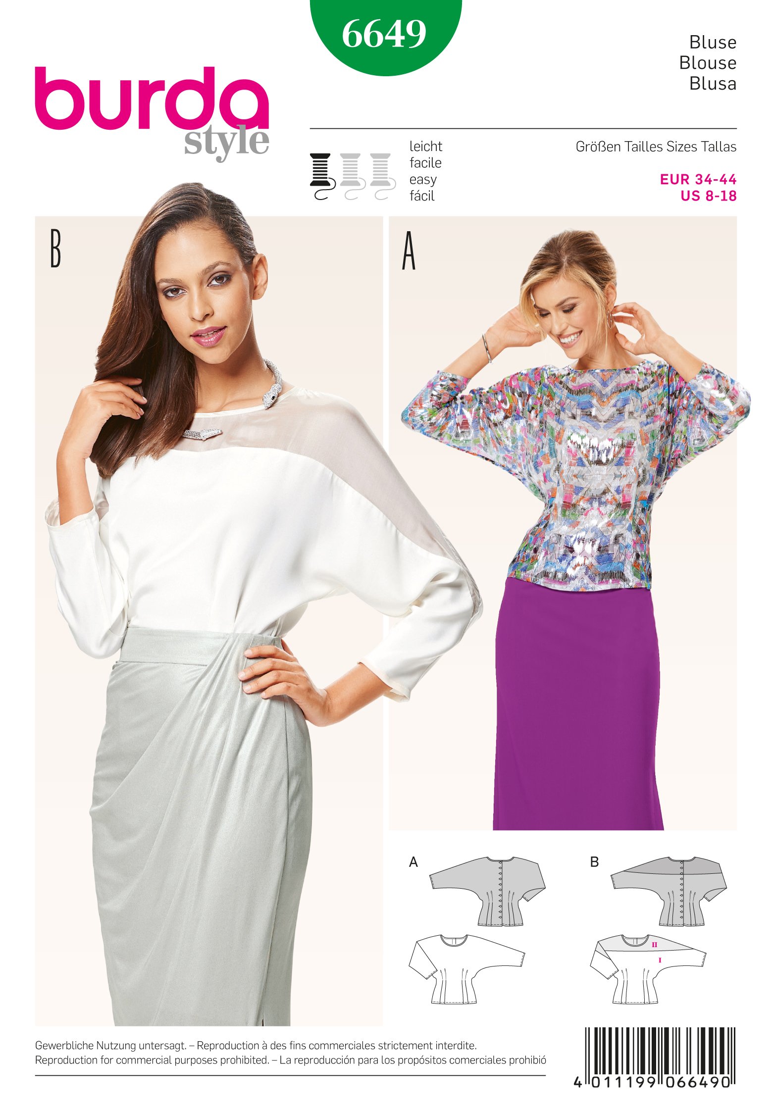 Patron Burda 6649 Blouse