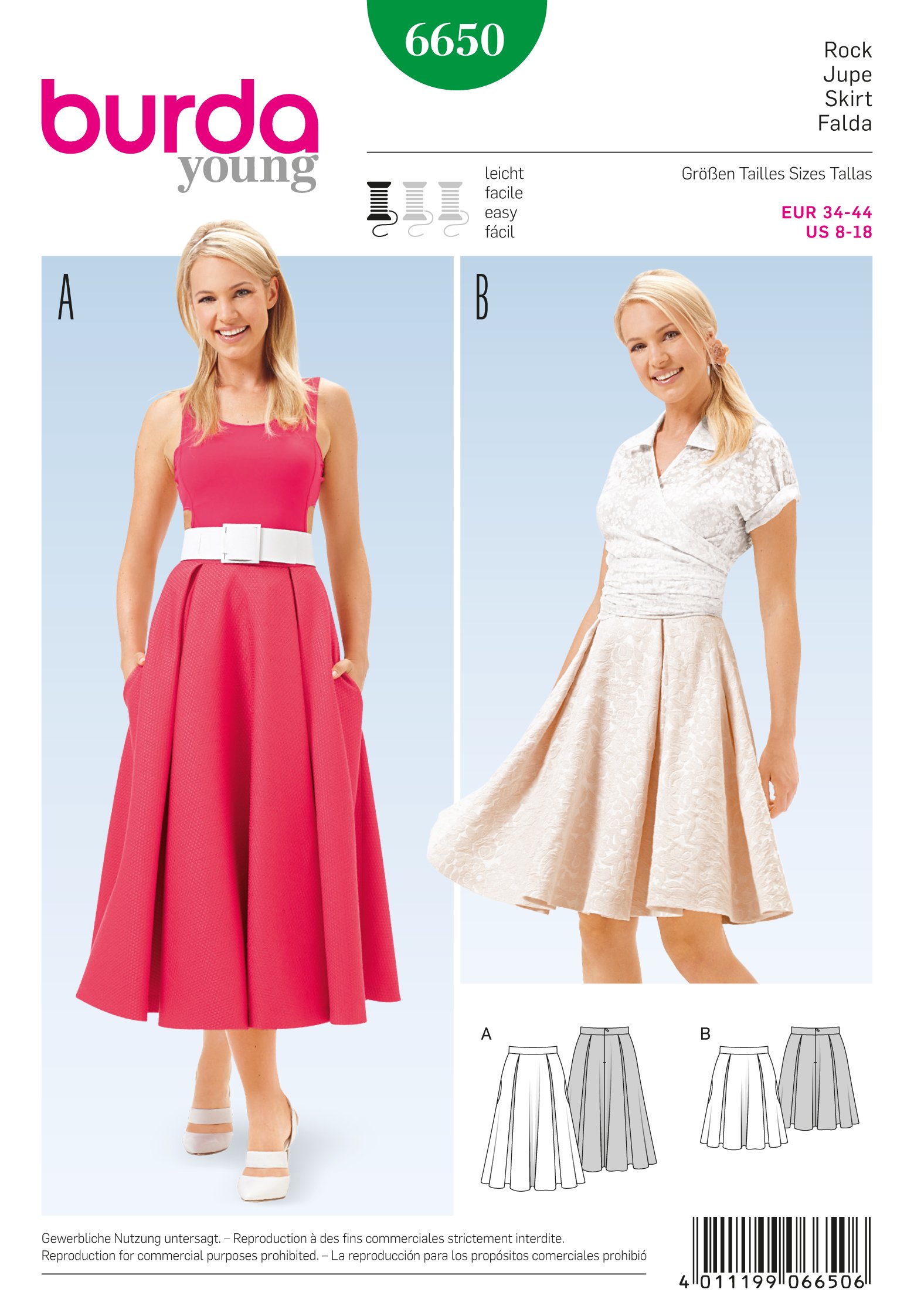 Patron Burda 6650 Jupe