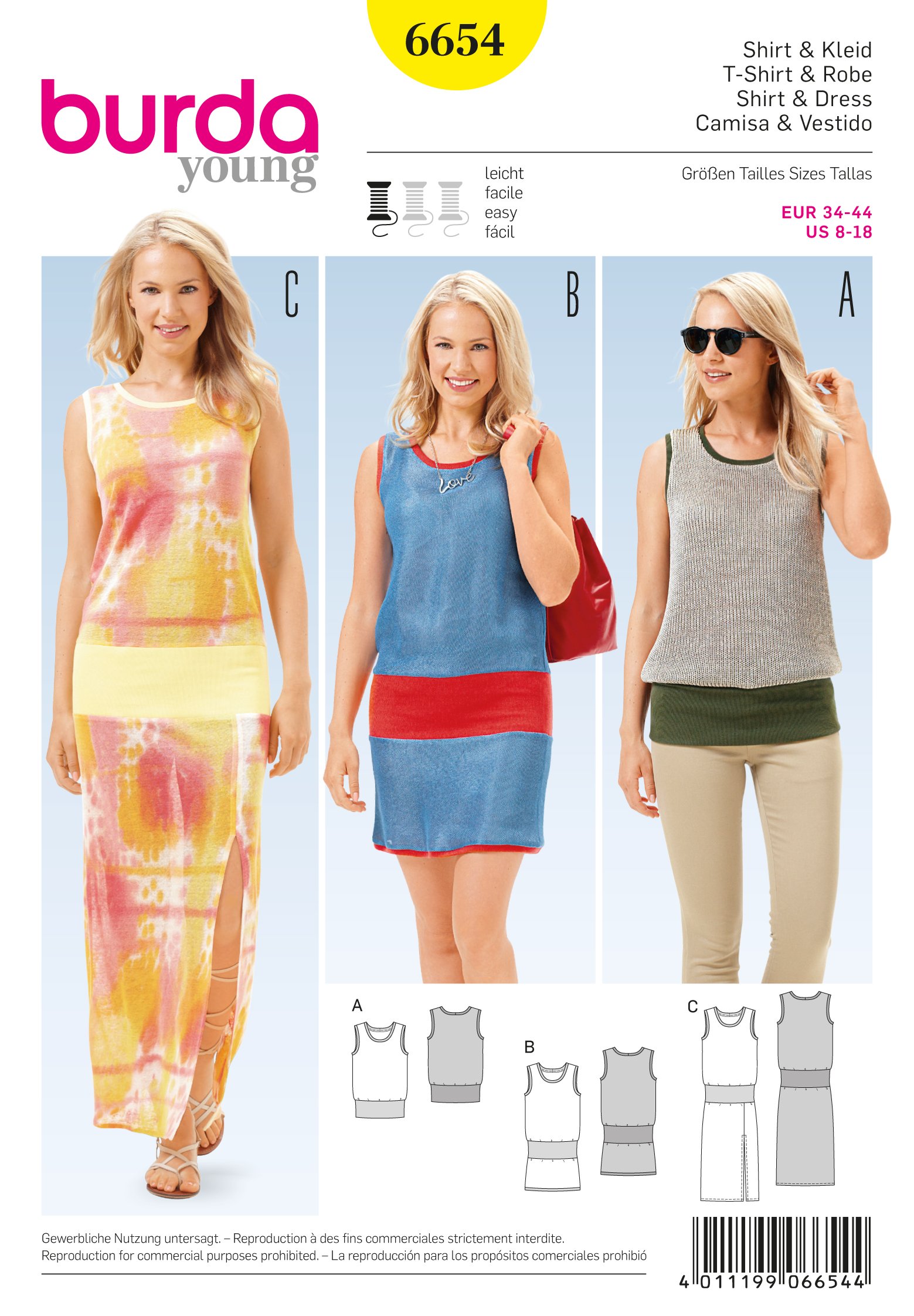 Patron Burda 6654 T-shirt et robe