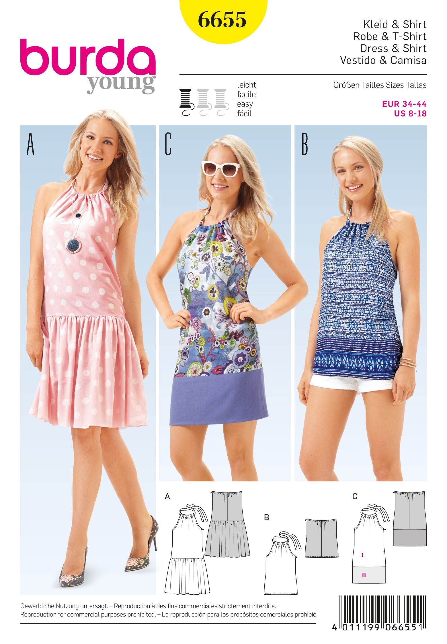 Patron Burda 6655 Robe et t-shirt