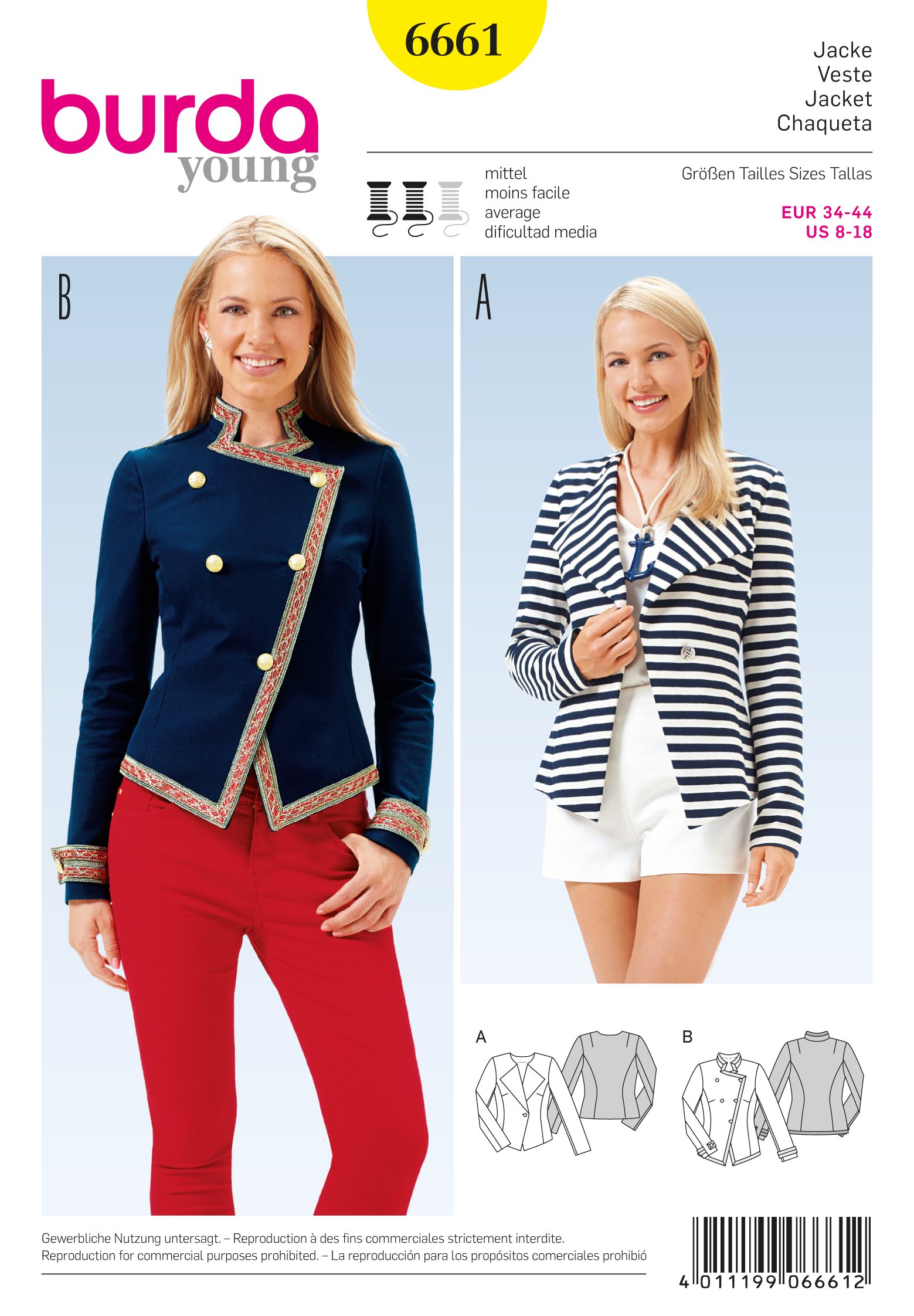 Patron Burda 6661 Veste