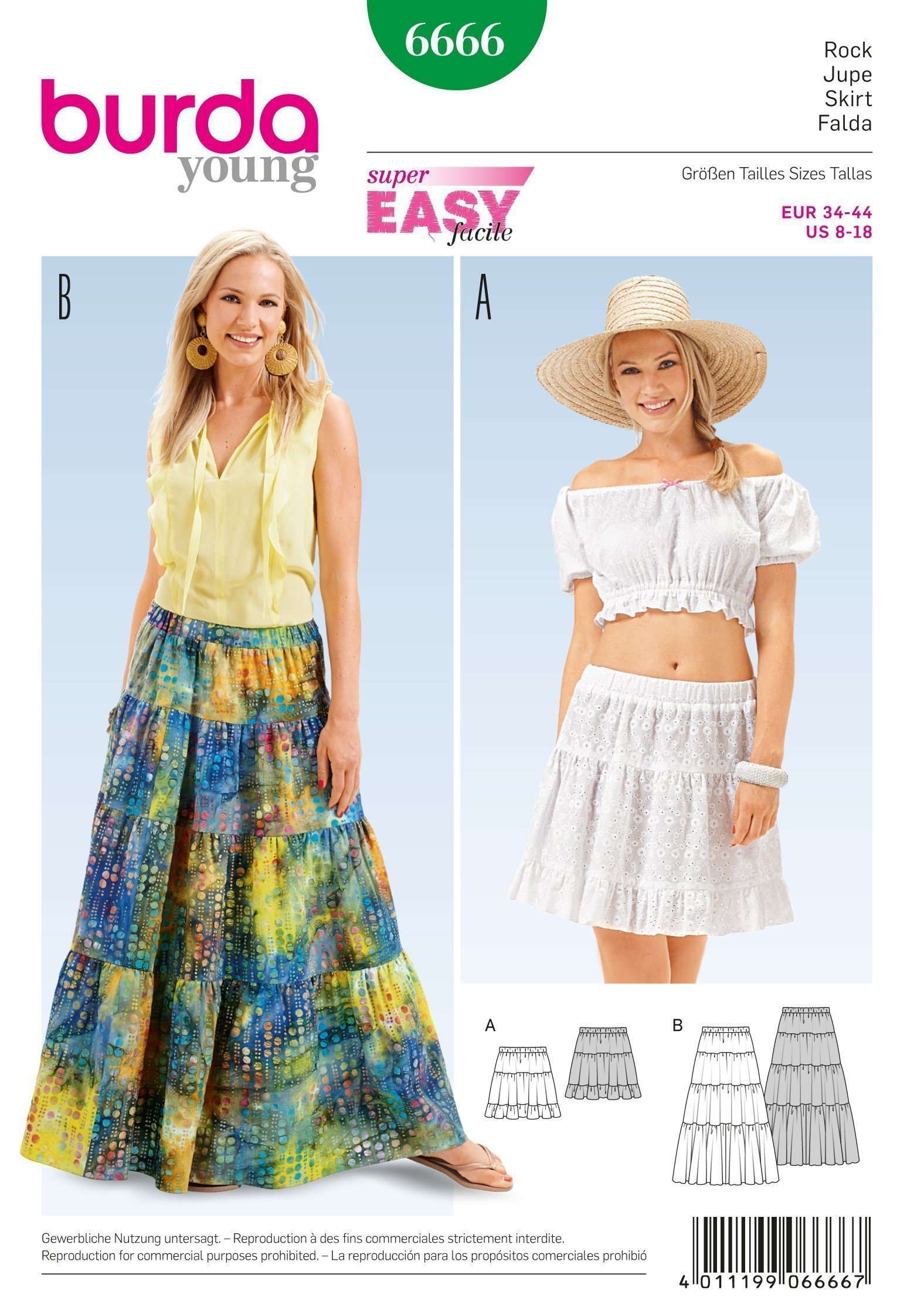 Patron Burda 6666 Jupe