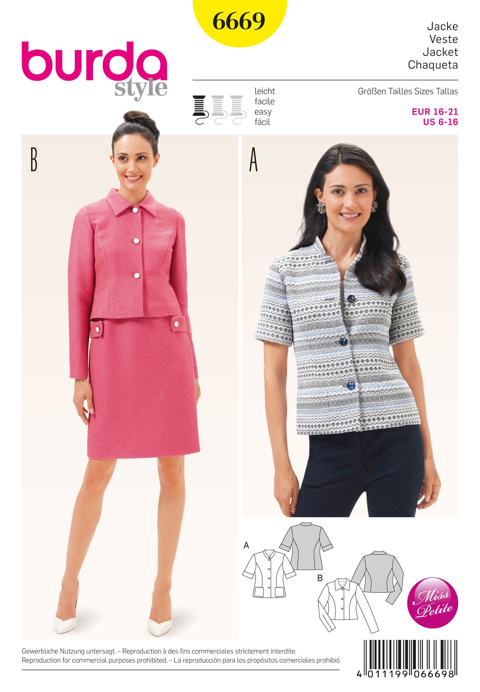 Patron Burda 6669 Veste