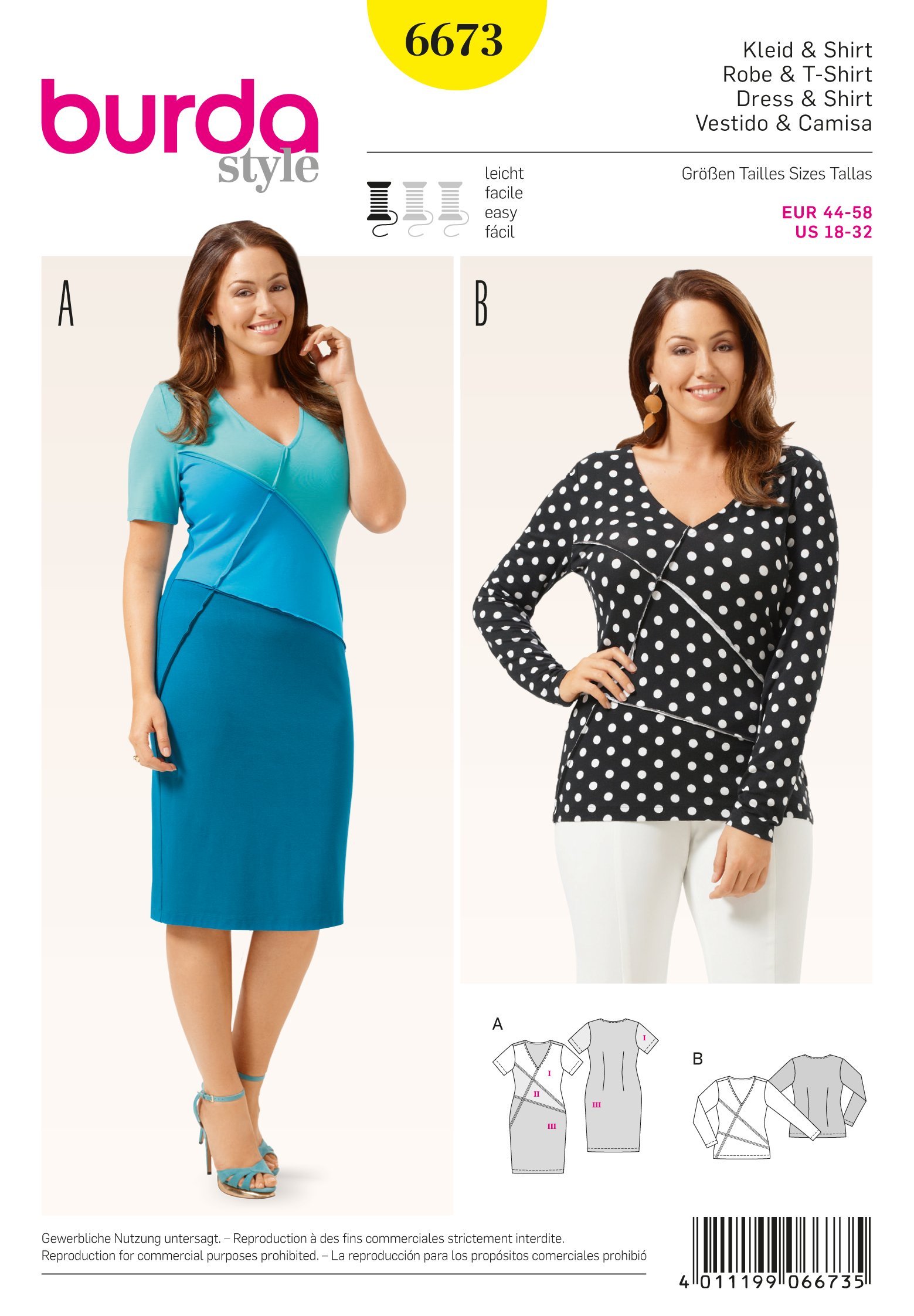 Patron Burda 6673 Robe et t-shirt