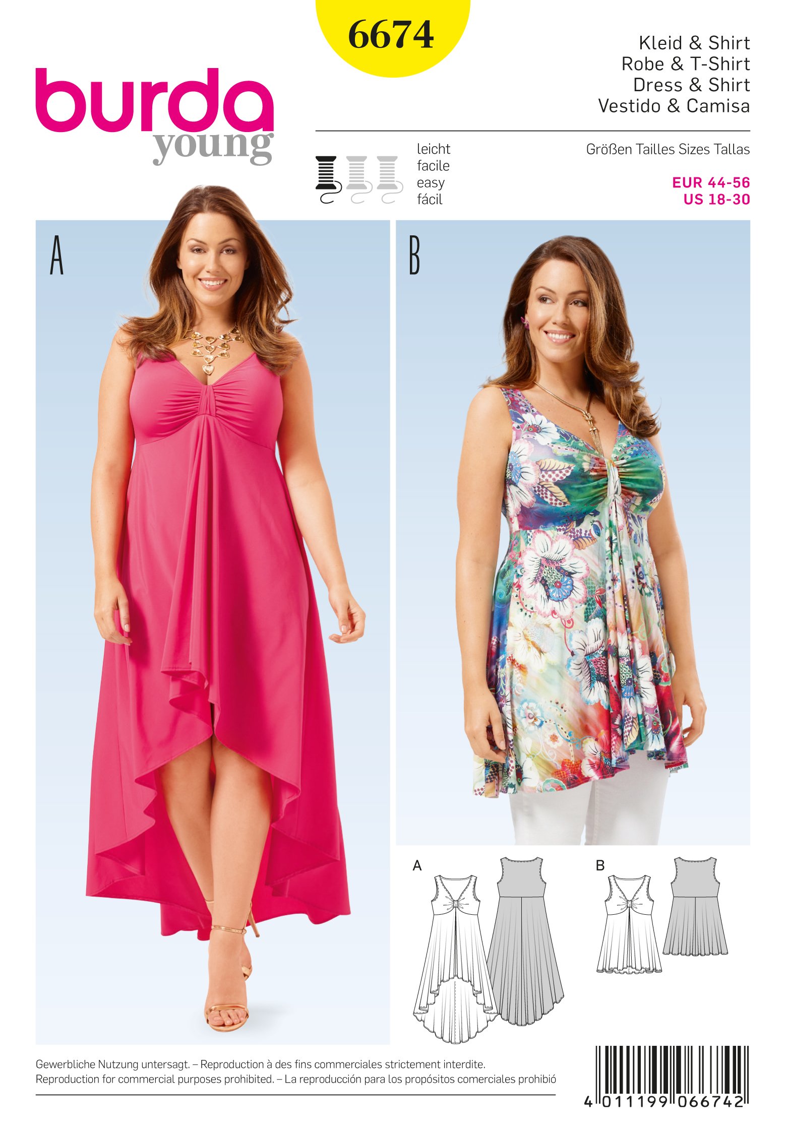Patron Burda 6674 Robe et t-shirt