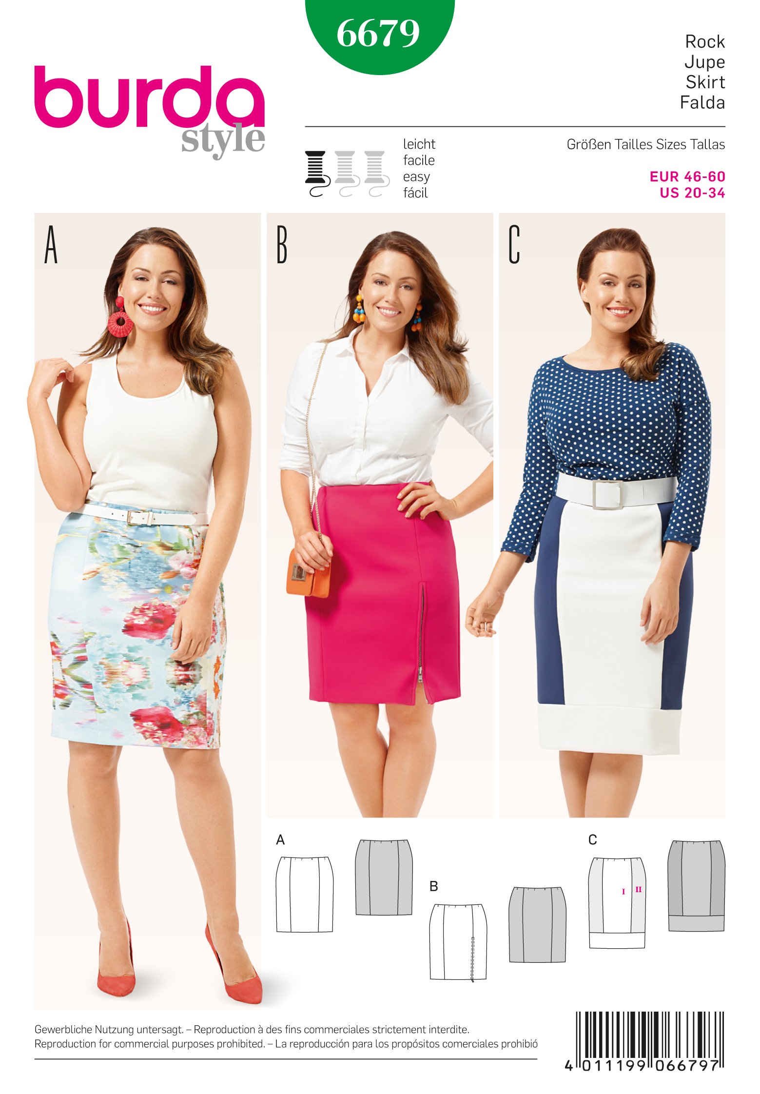 Patron Burda 6679 Jupe