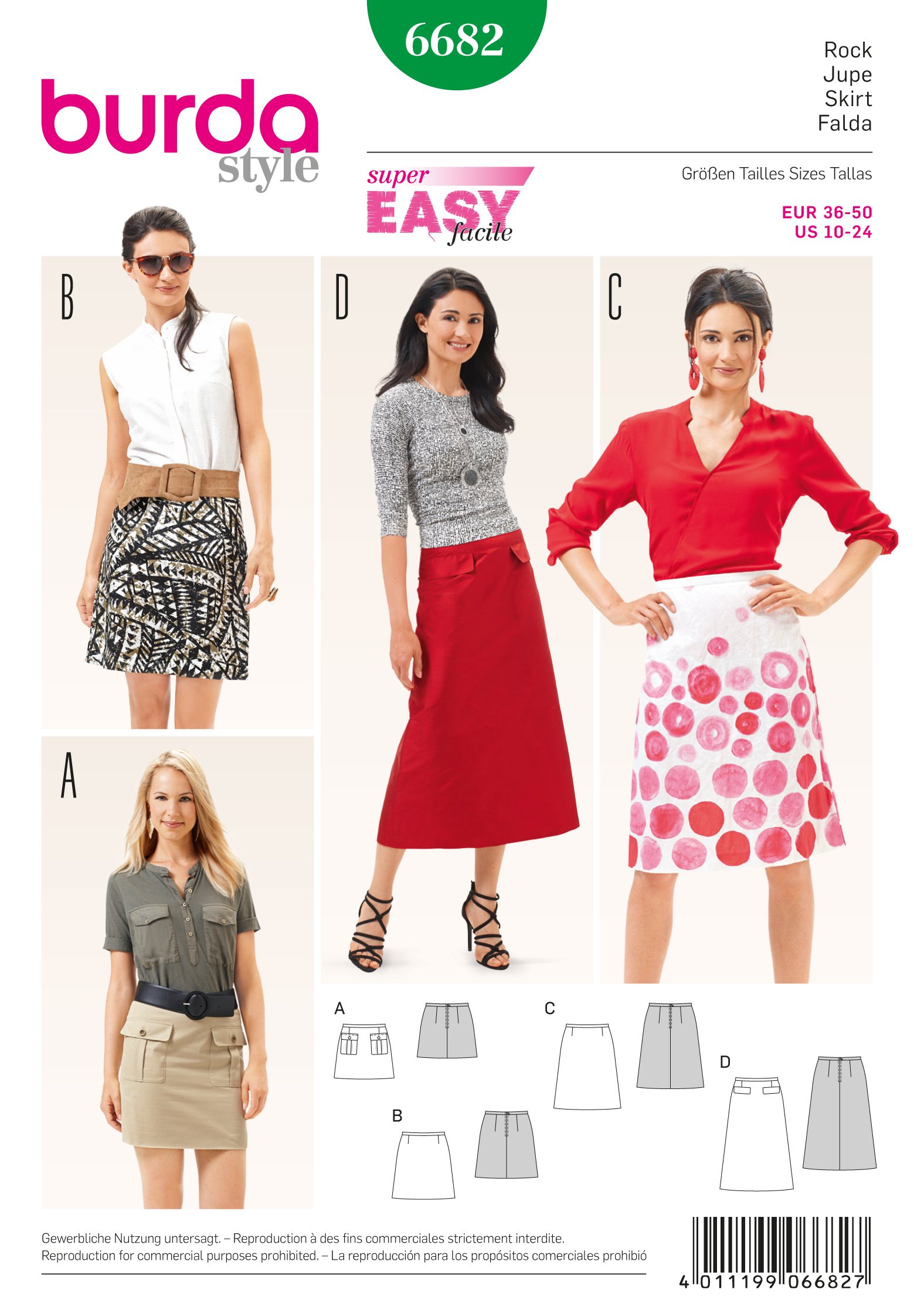 Patron Burda 6682 Jupe