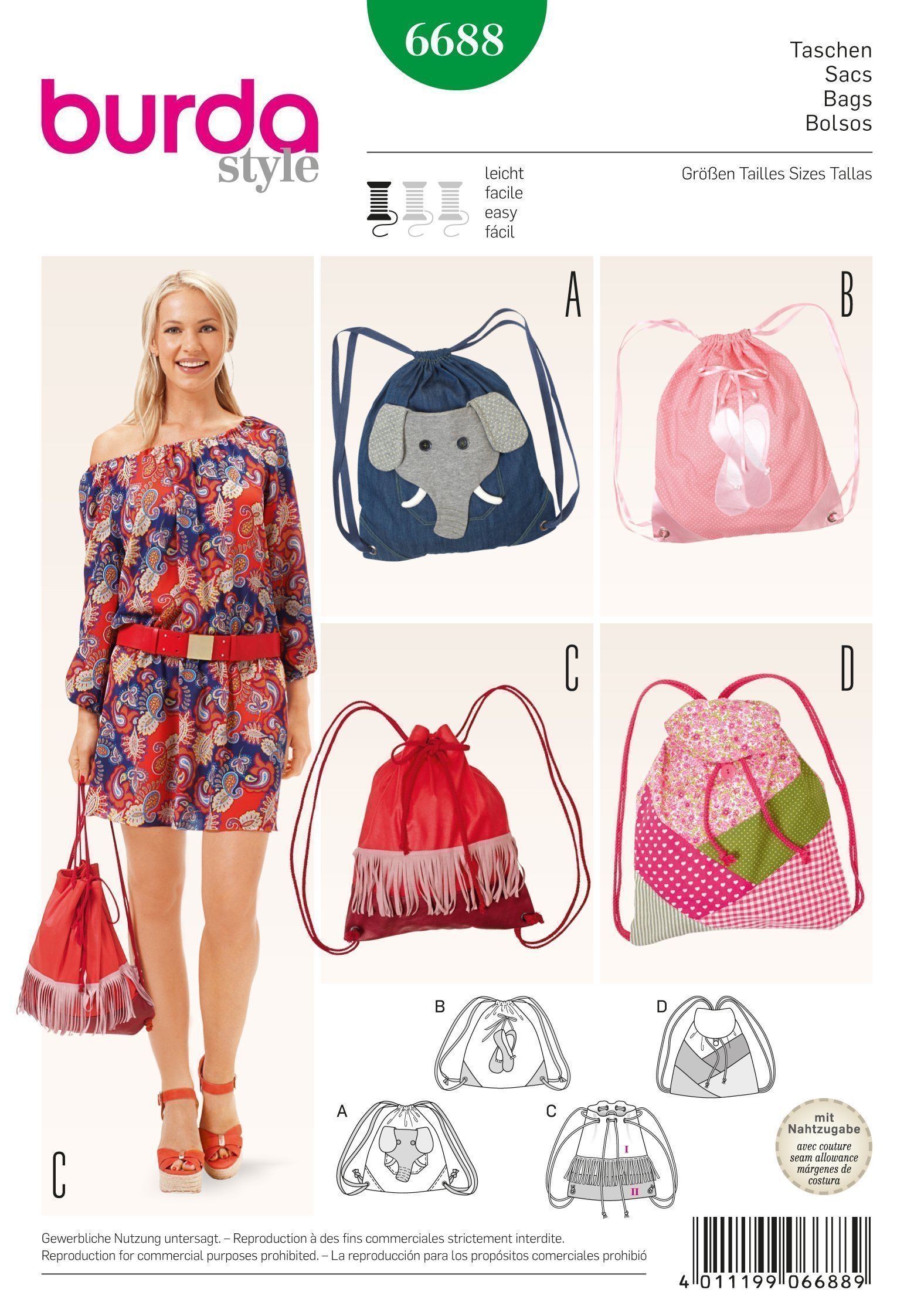 Patron Burda 6688 Sacs