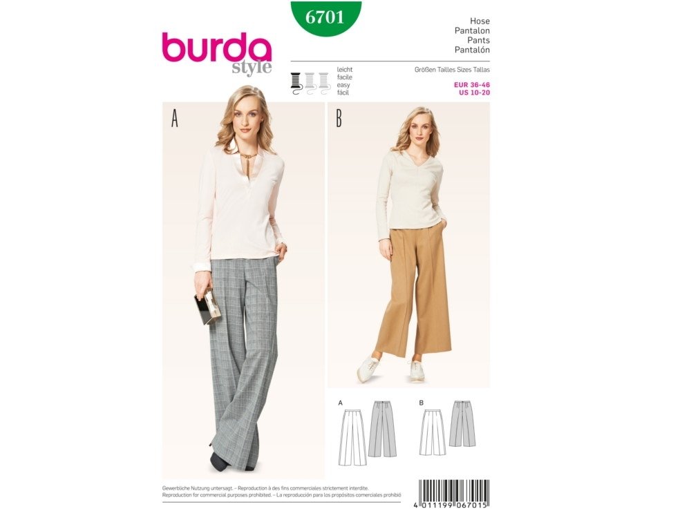 Patron Burda 6701 Pantalon