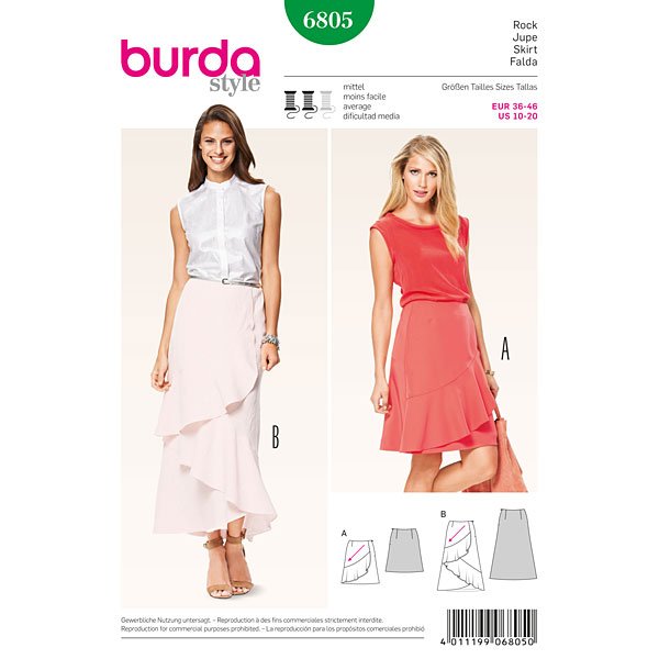 Patron Burda 6805 Jupe