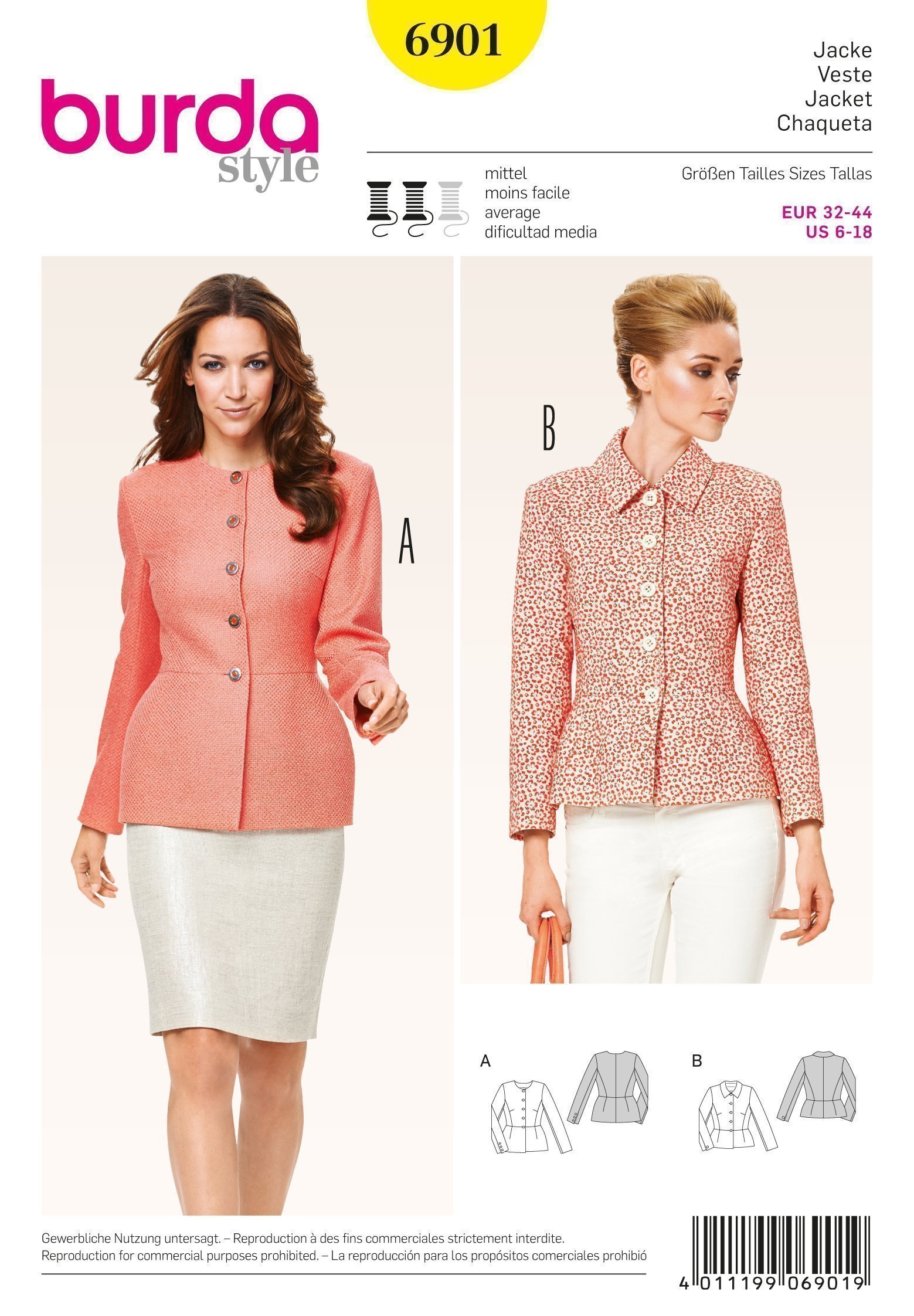 Patron Burda 6901 Veste