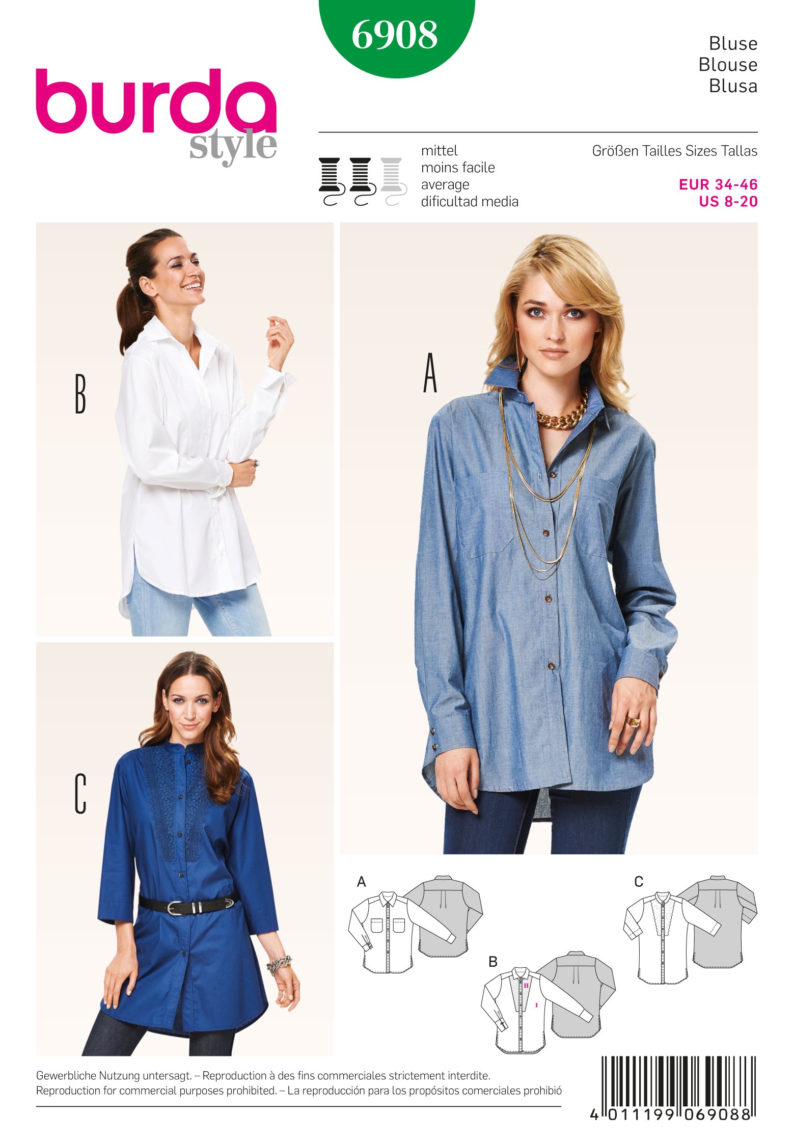 Patron Burda 6908 Blouse