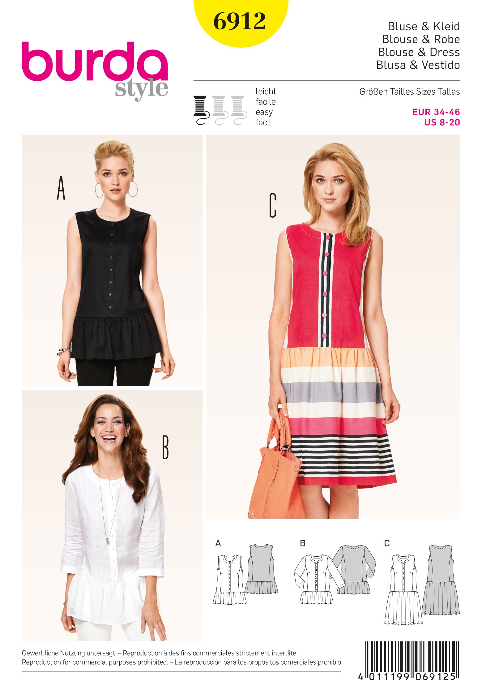 Patron Burda 6912 Blouse et robe