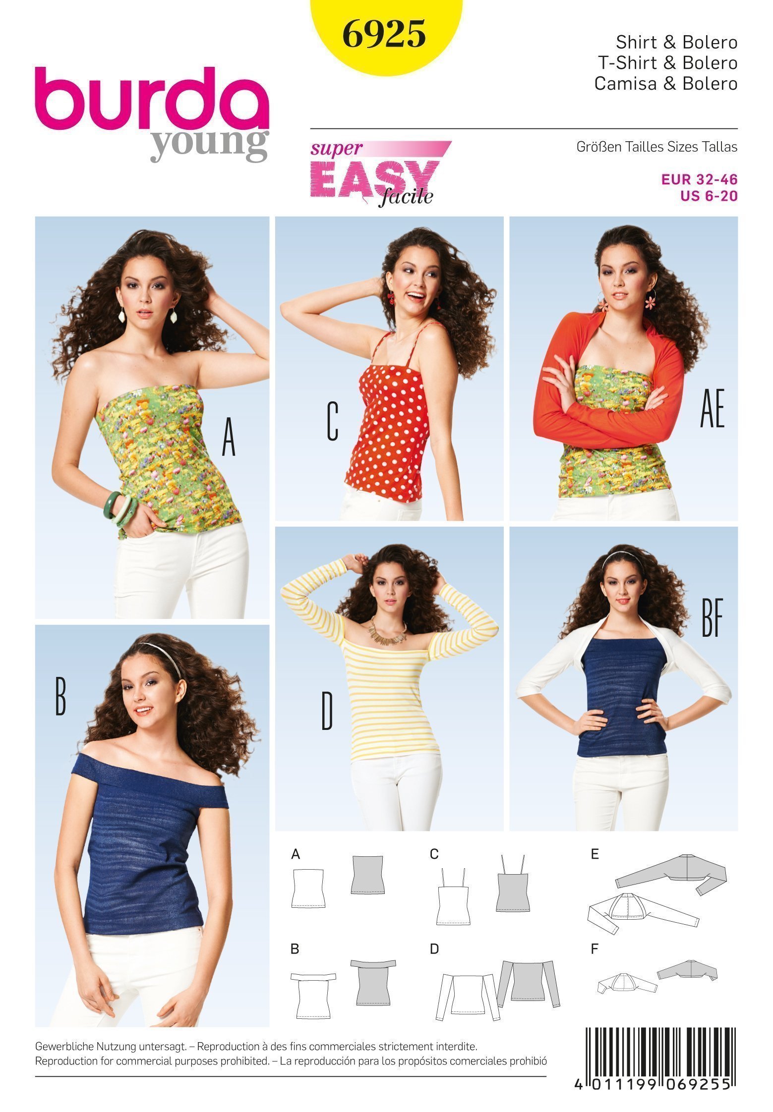 Patron Burda 6925 T-shirt et bolero