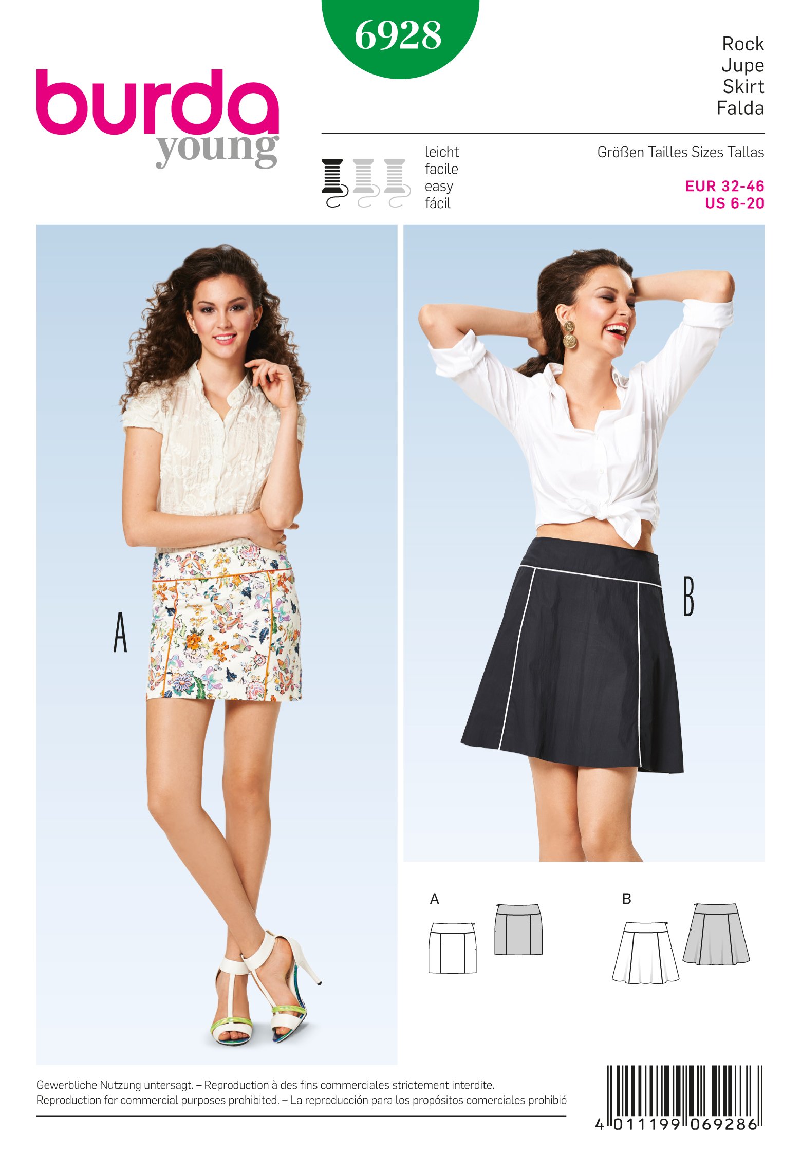 Patron Burda 6928 Jupe