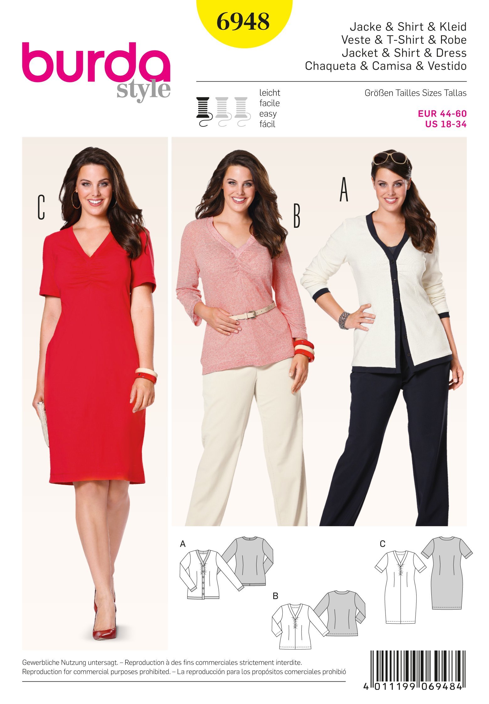 Patron Burda 6948 Veste et t-shirt