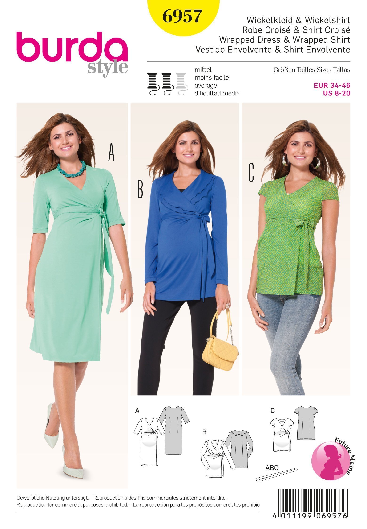 Patron Burda 6957 Robe croisée et t-shirt croisée