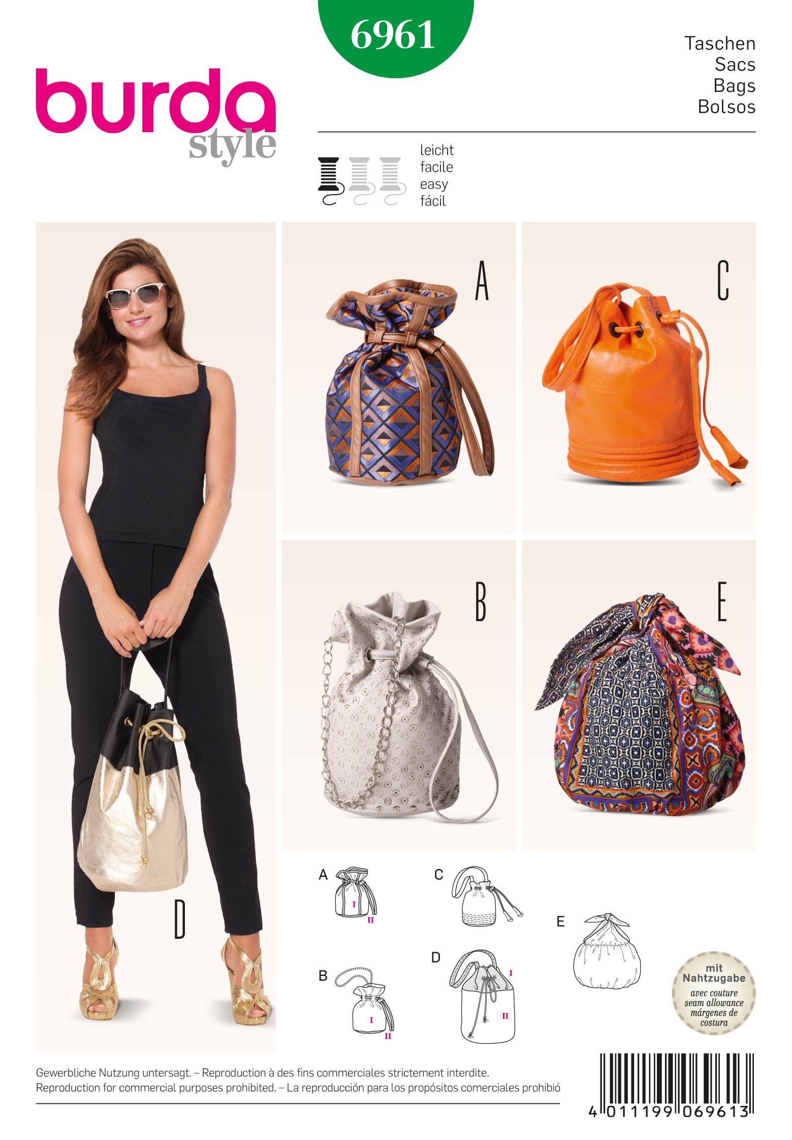 Patron Burda 6961 Sacs