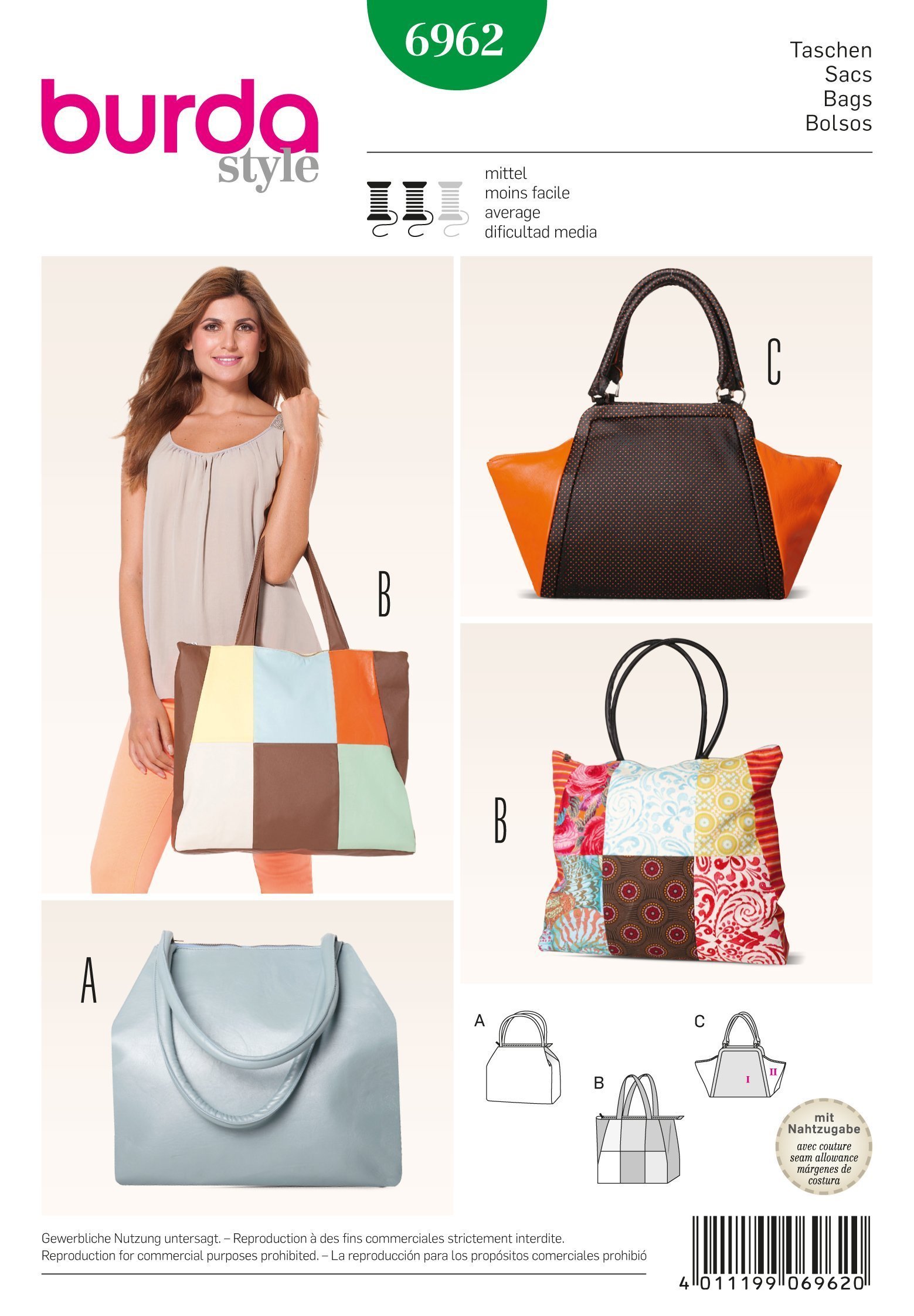 Patron Burda 6962 Sacs