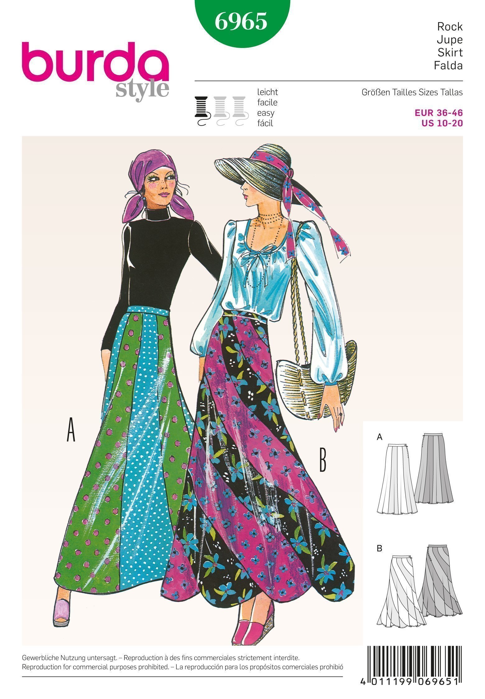 Patron Burda 6965 Jupe