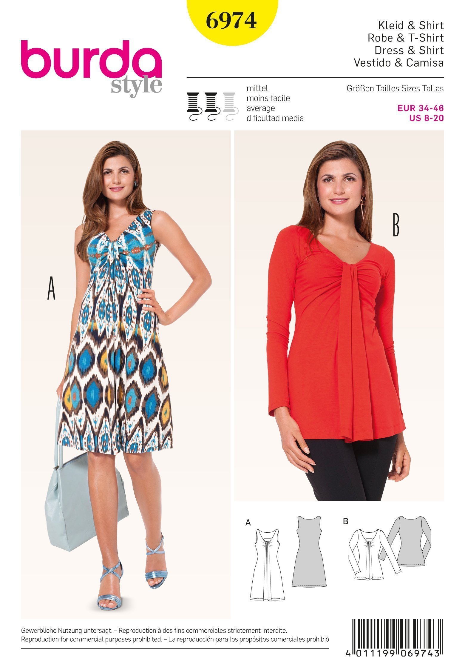 Patron Burda 6974 Robe et t-shirt