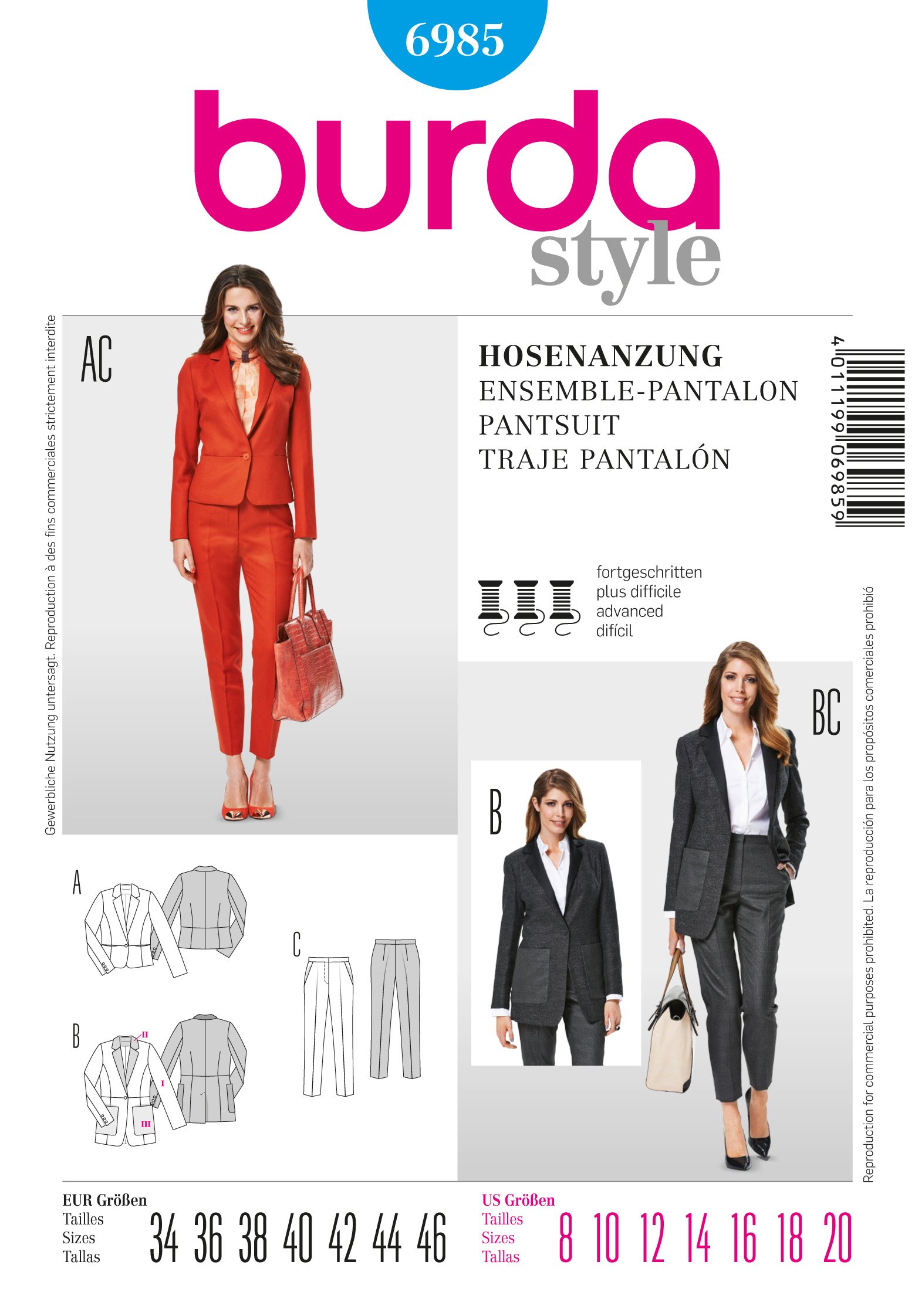 Patron Burda 6985 Ensemble pantalon