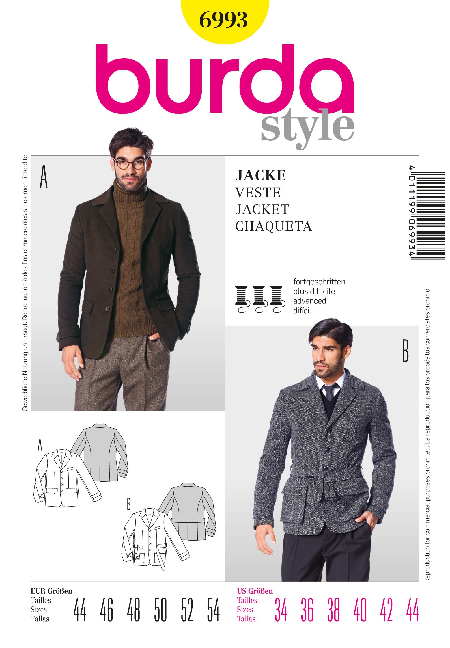 Patron Burda 6993 Veste