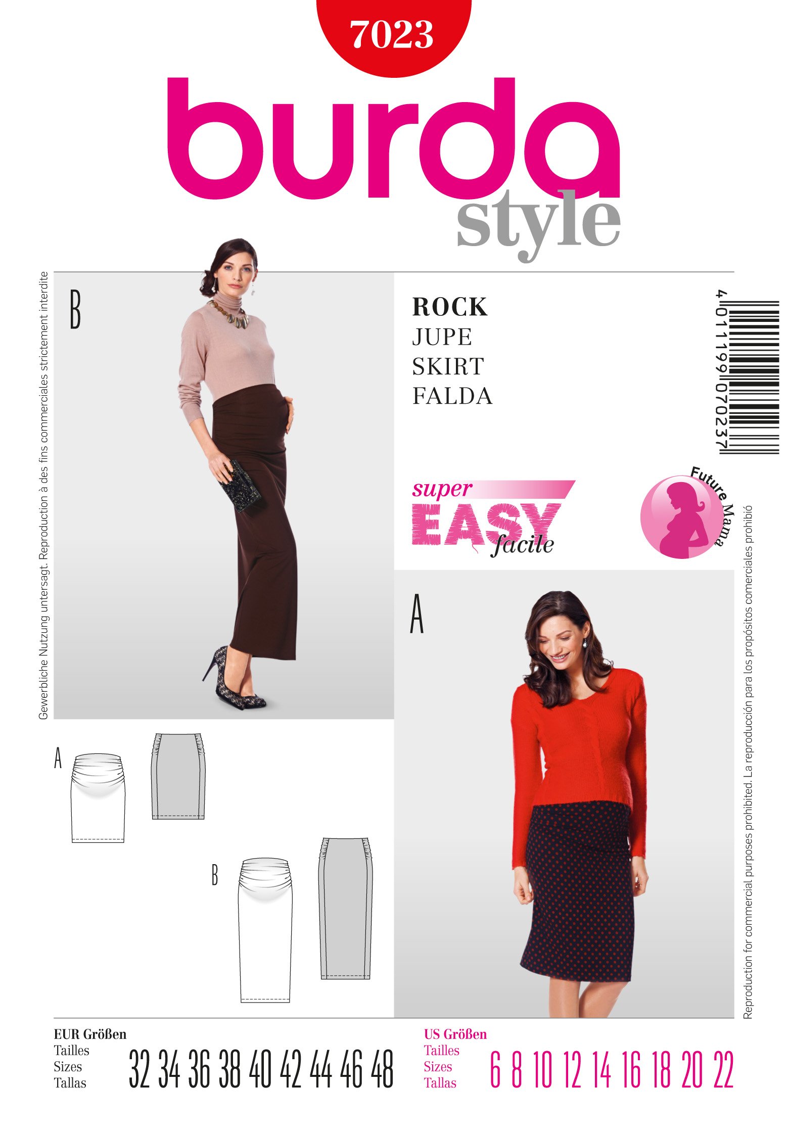 Patron Burda 7023 Jupe