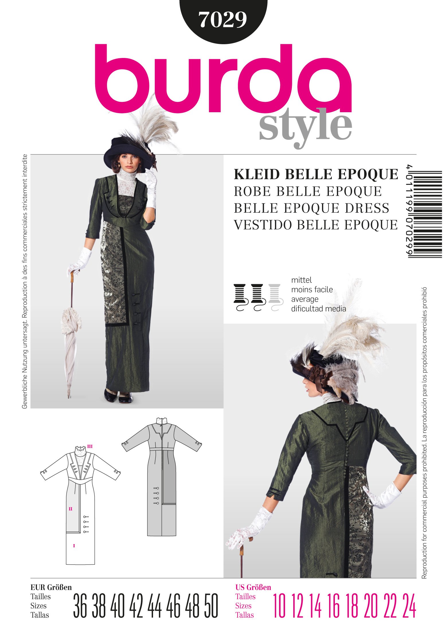 Patron Burda 7029 Robe Belle Epoque