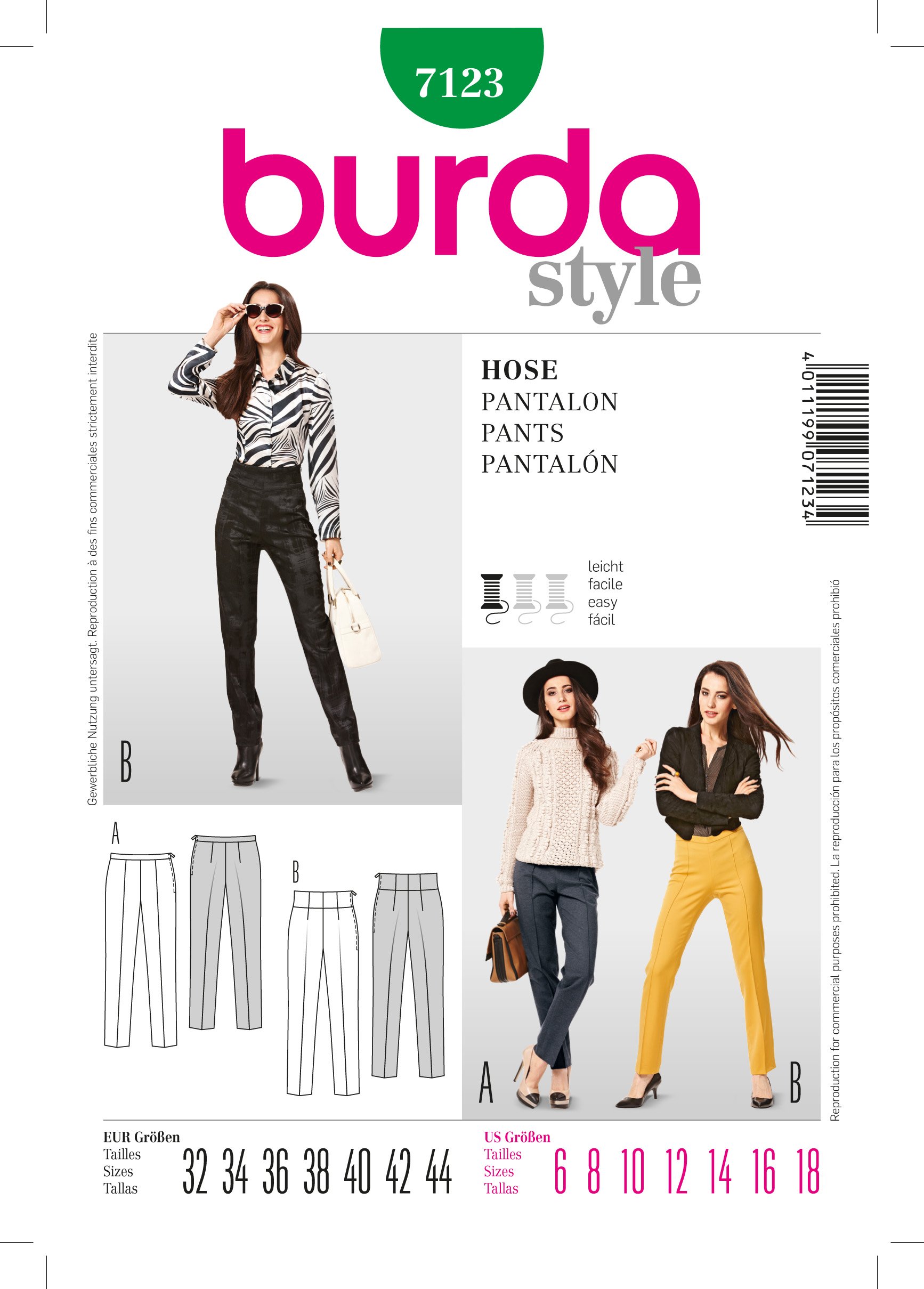 Patron Burda 7123 Pantalon Femme