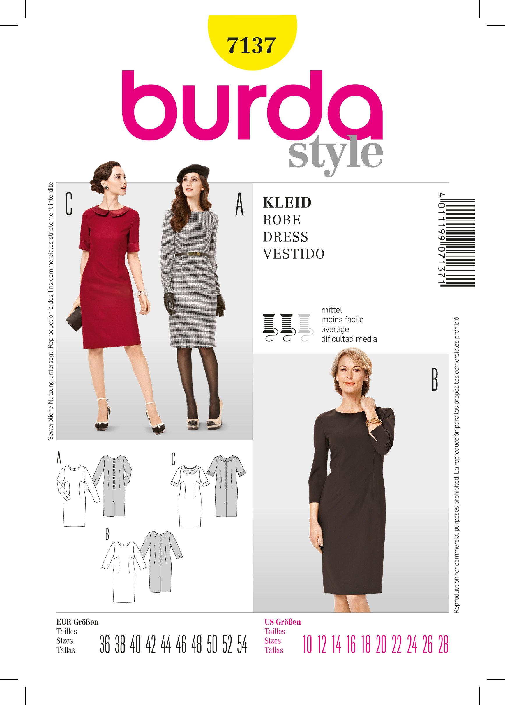 Patron Burda Cousu Main 7137 Robe