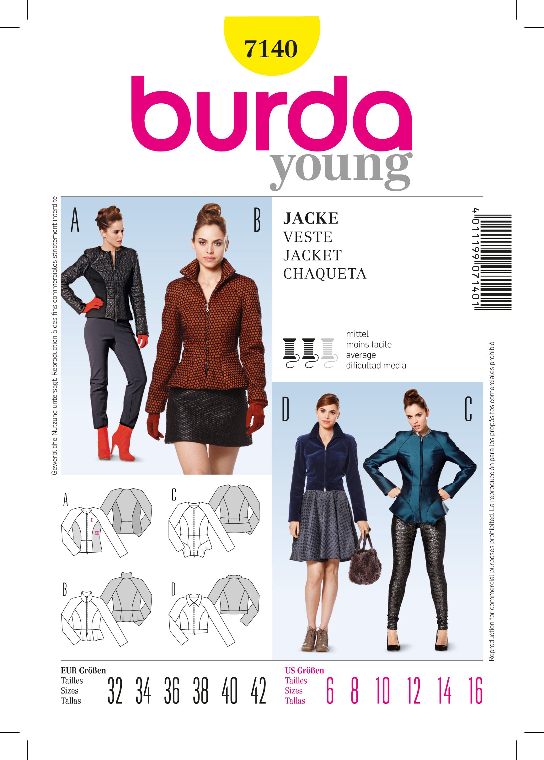 Patron Burda Cousu Main 7140 Veste