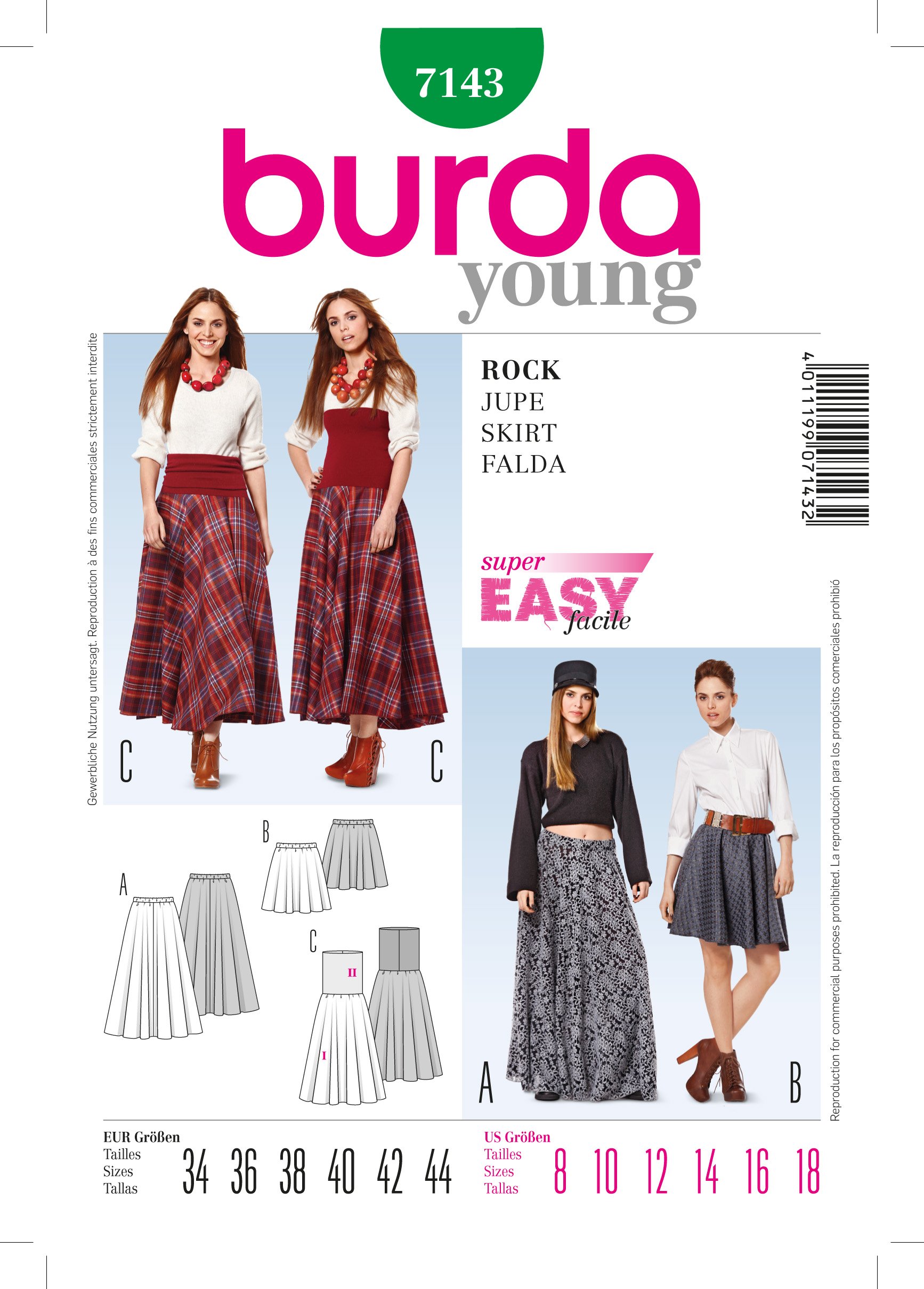 Patron Burda 7143 Jupe