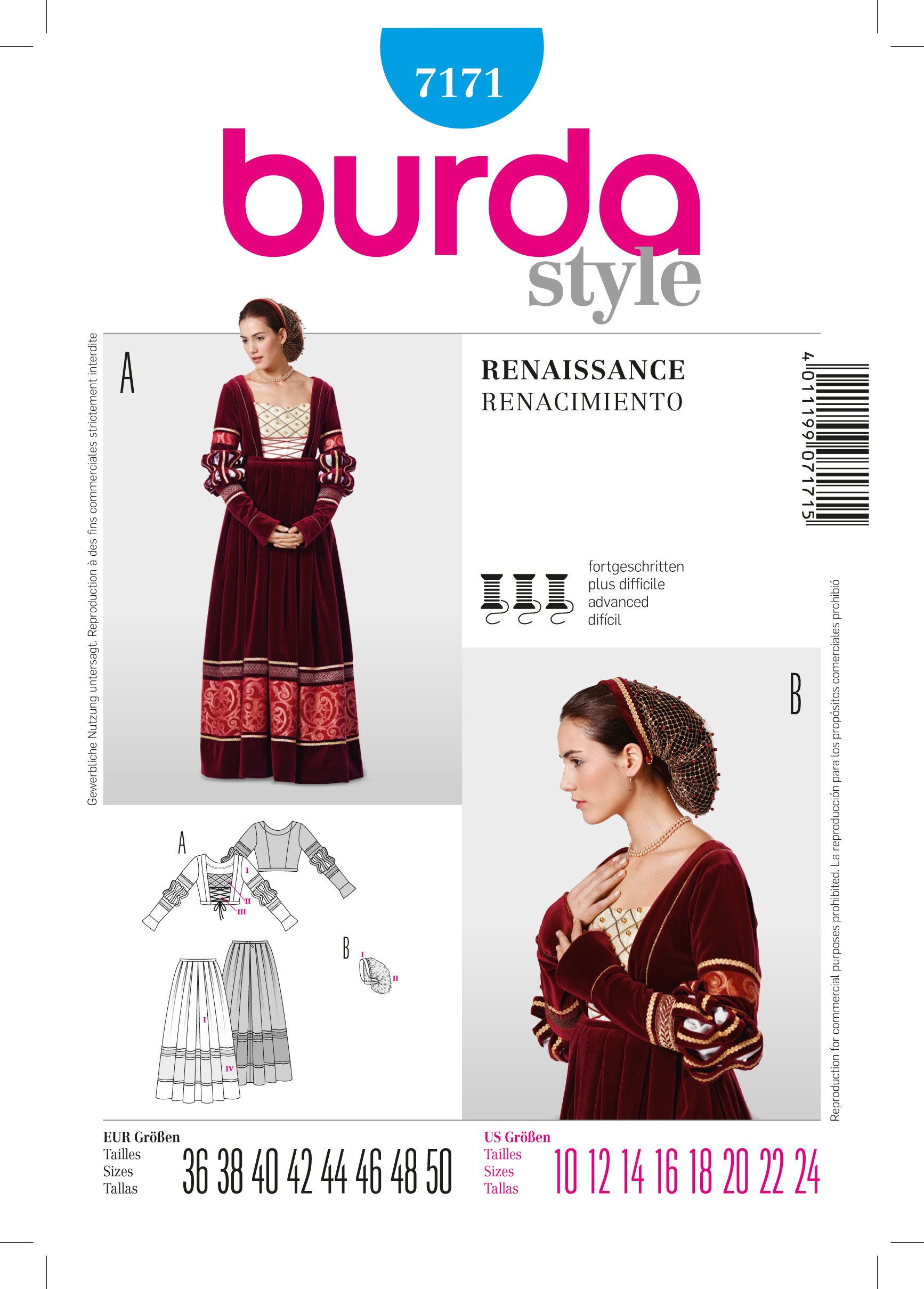Patron Burda 7171 Robe