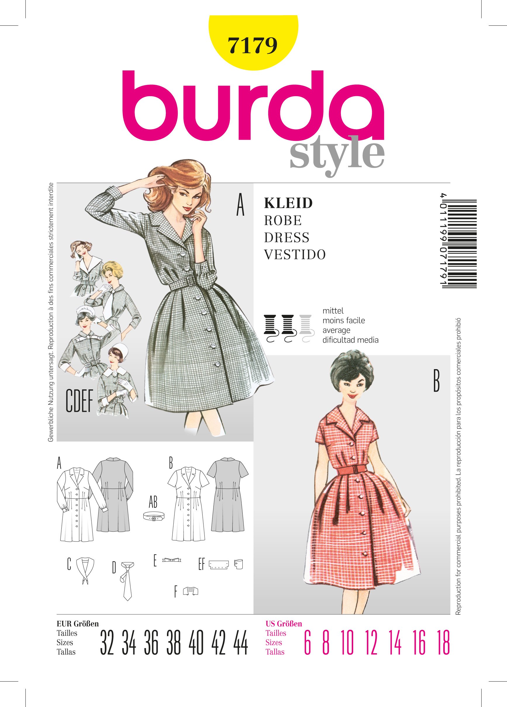 Patron Burda 7179 Robe