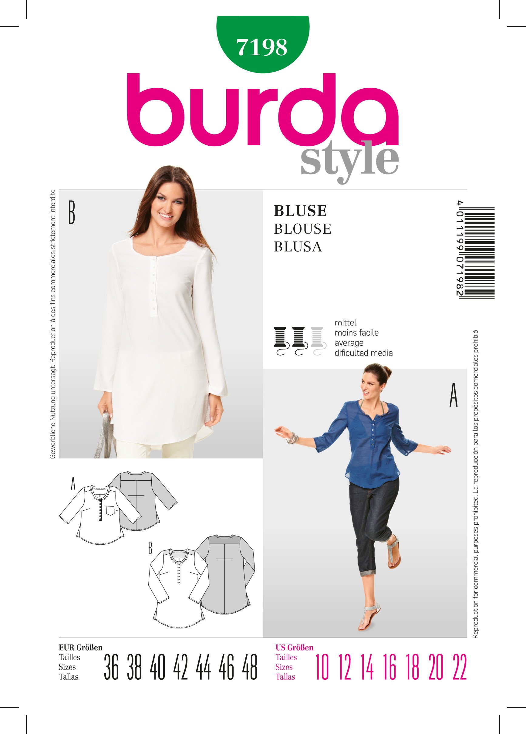 Patron Burda 7198 Blouse