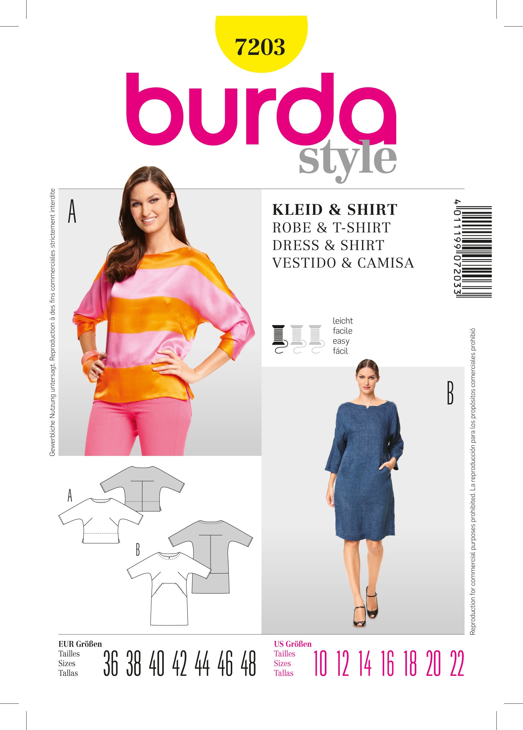 Patron Burda 7203 Robe et T-shirt