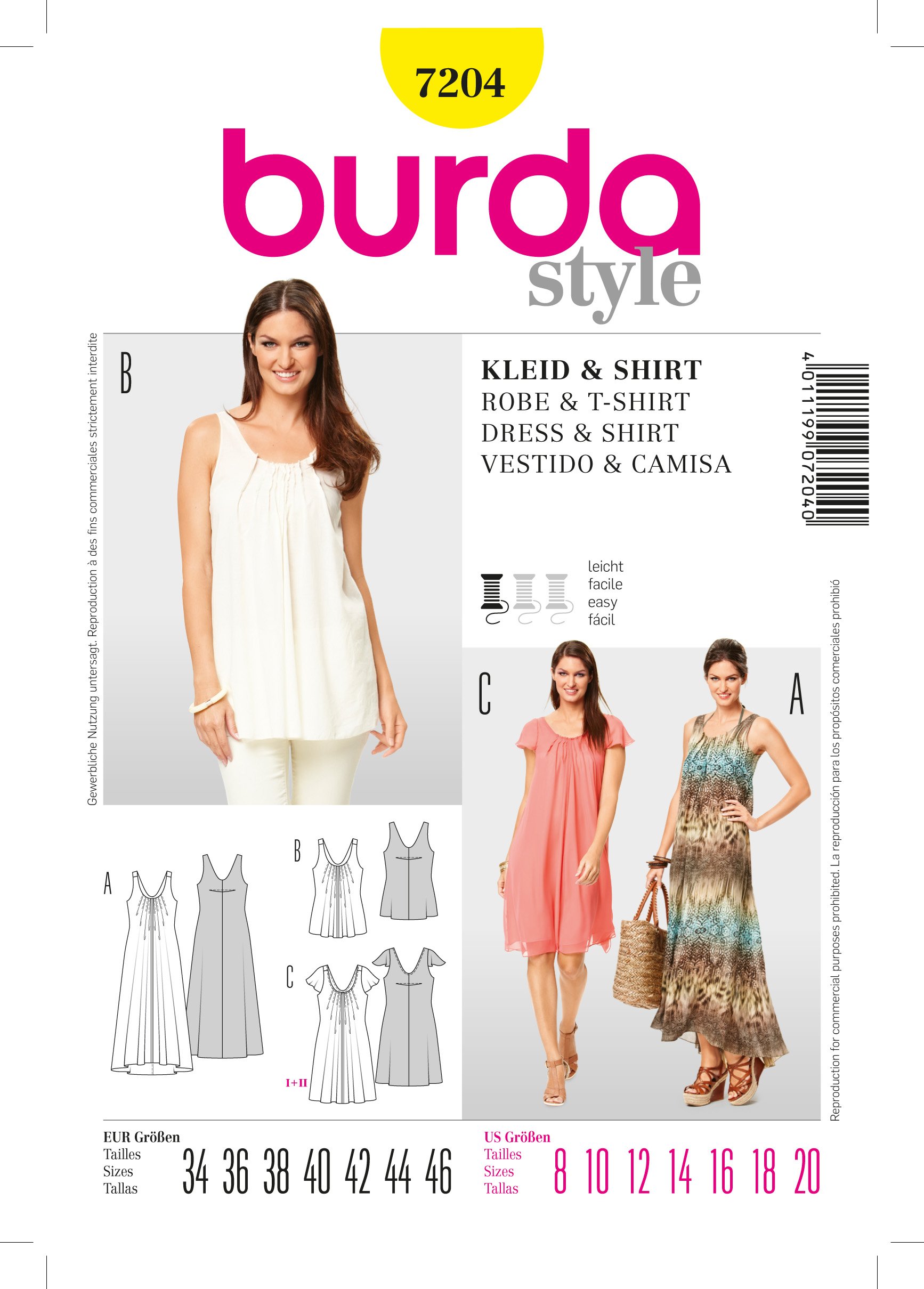 Patron Burda 7204 Robe et T-shirt