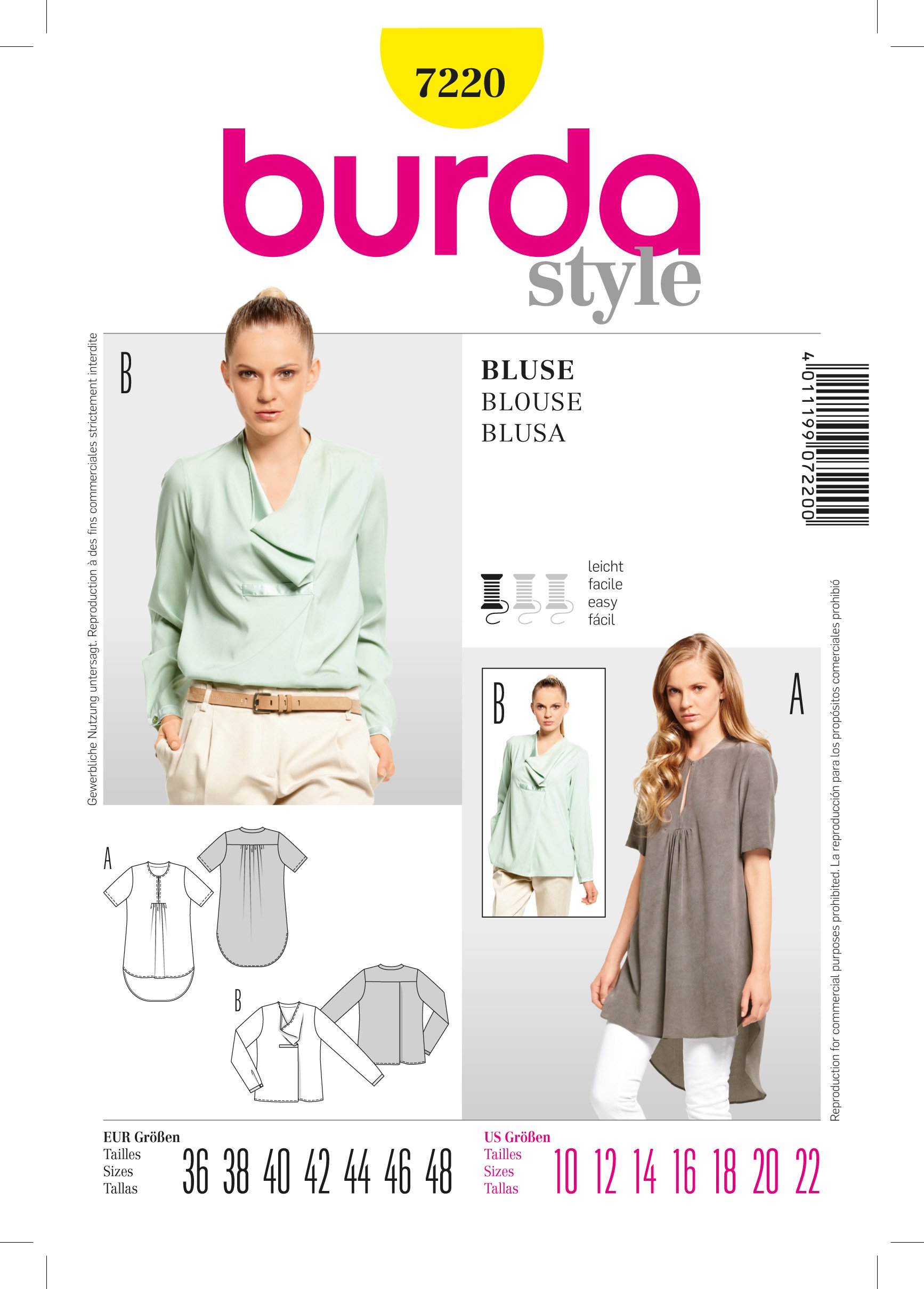 Patron Burda 7220 Blouse
