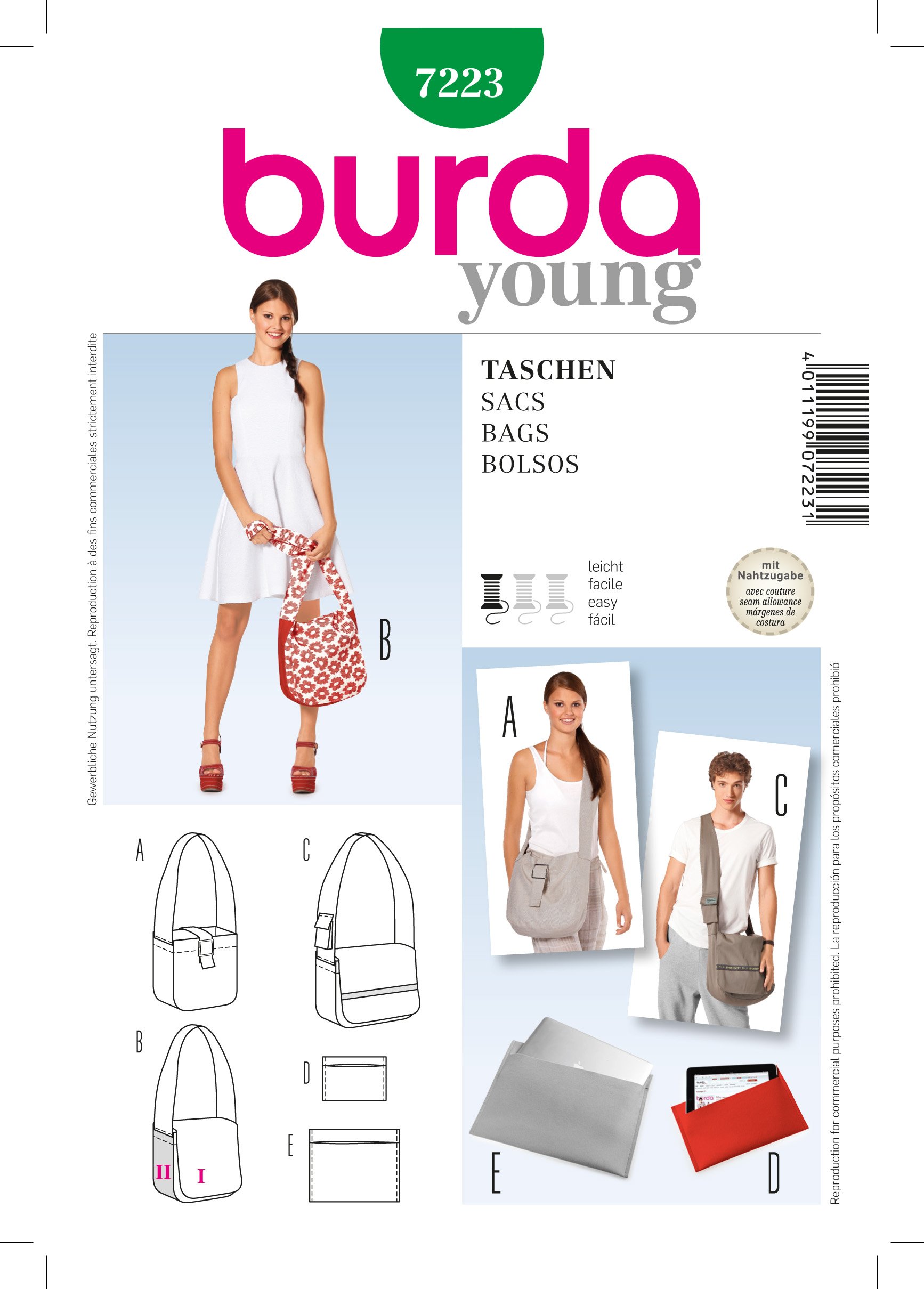 Patron Burda 7223 Sacs