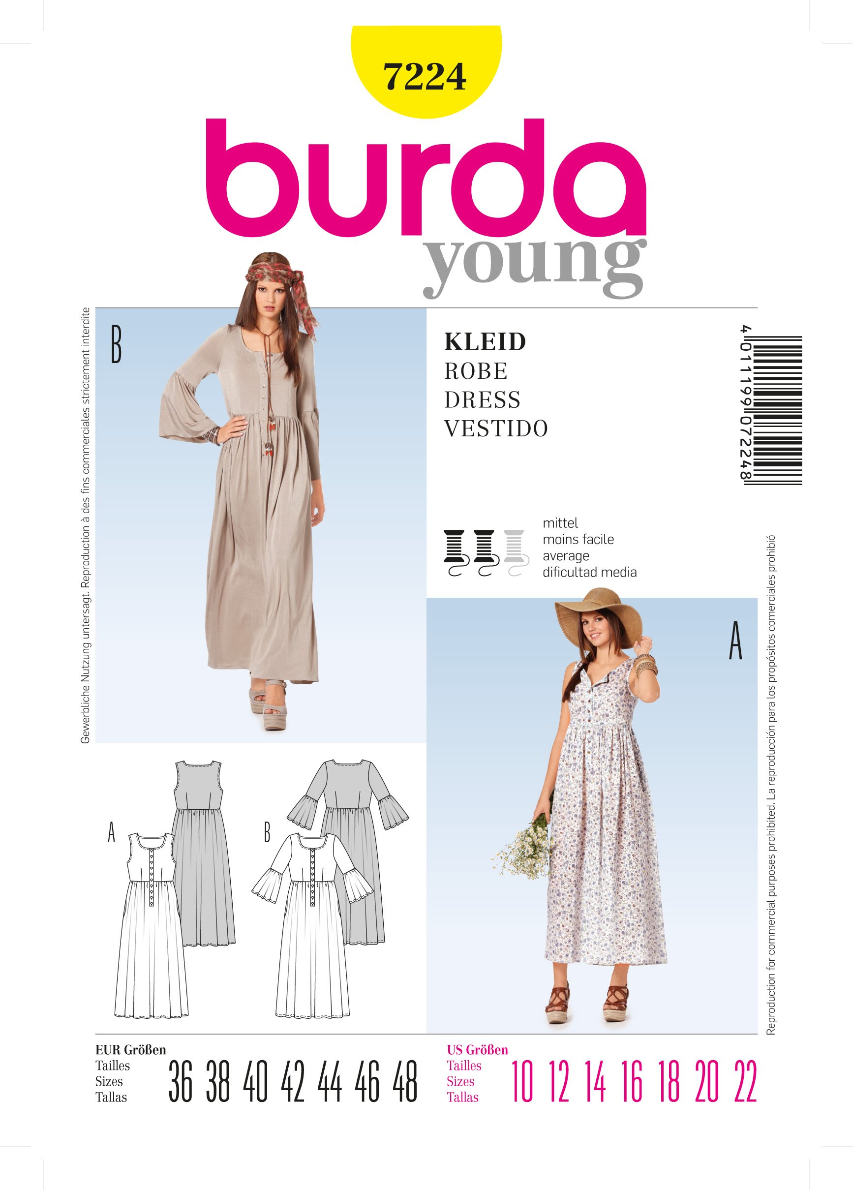 Patron Burda 7224 Robe