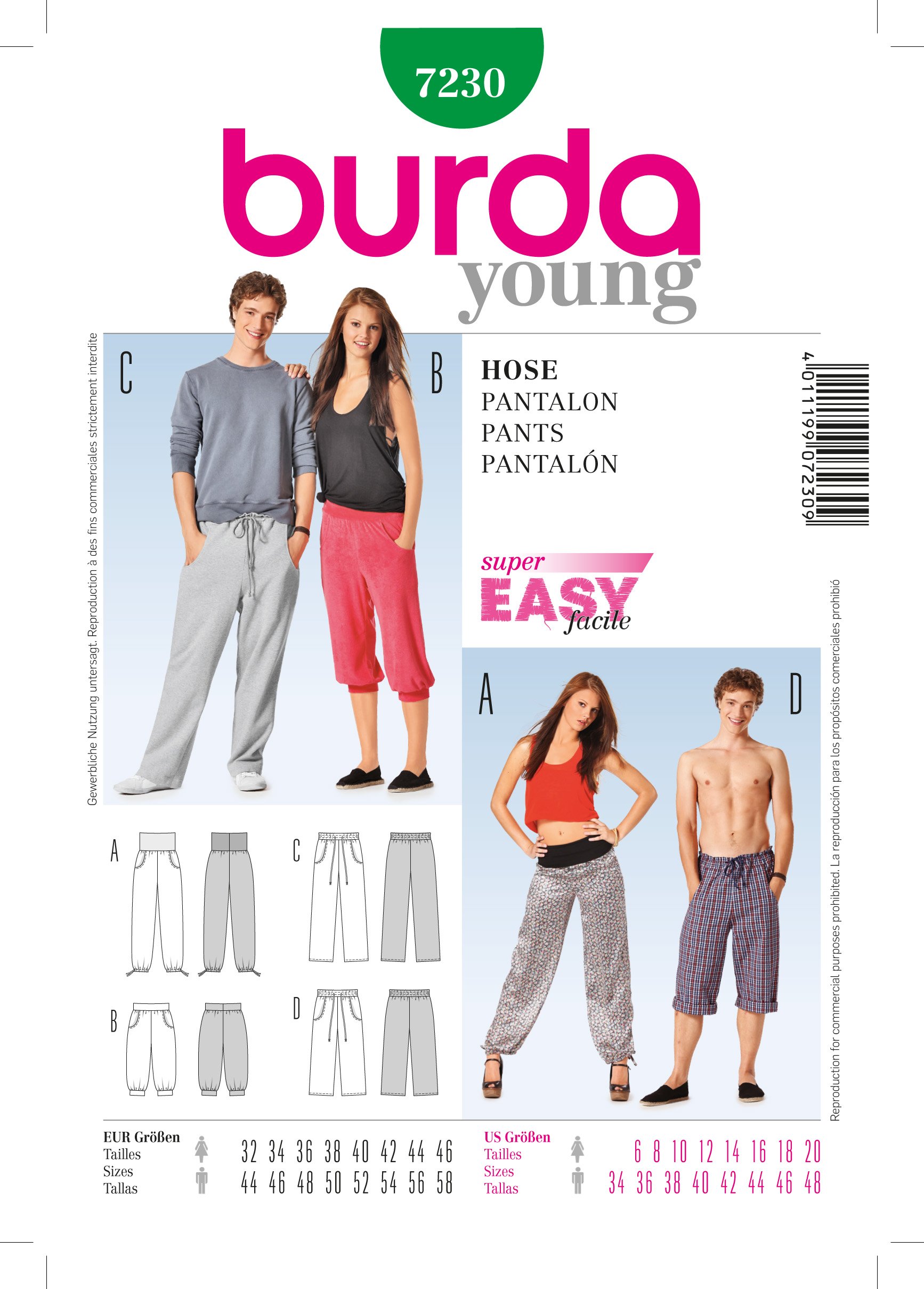 Patron Burda 7230 Pantalon