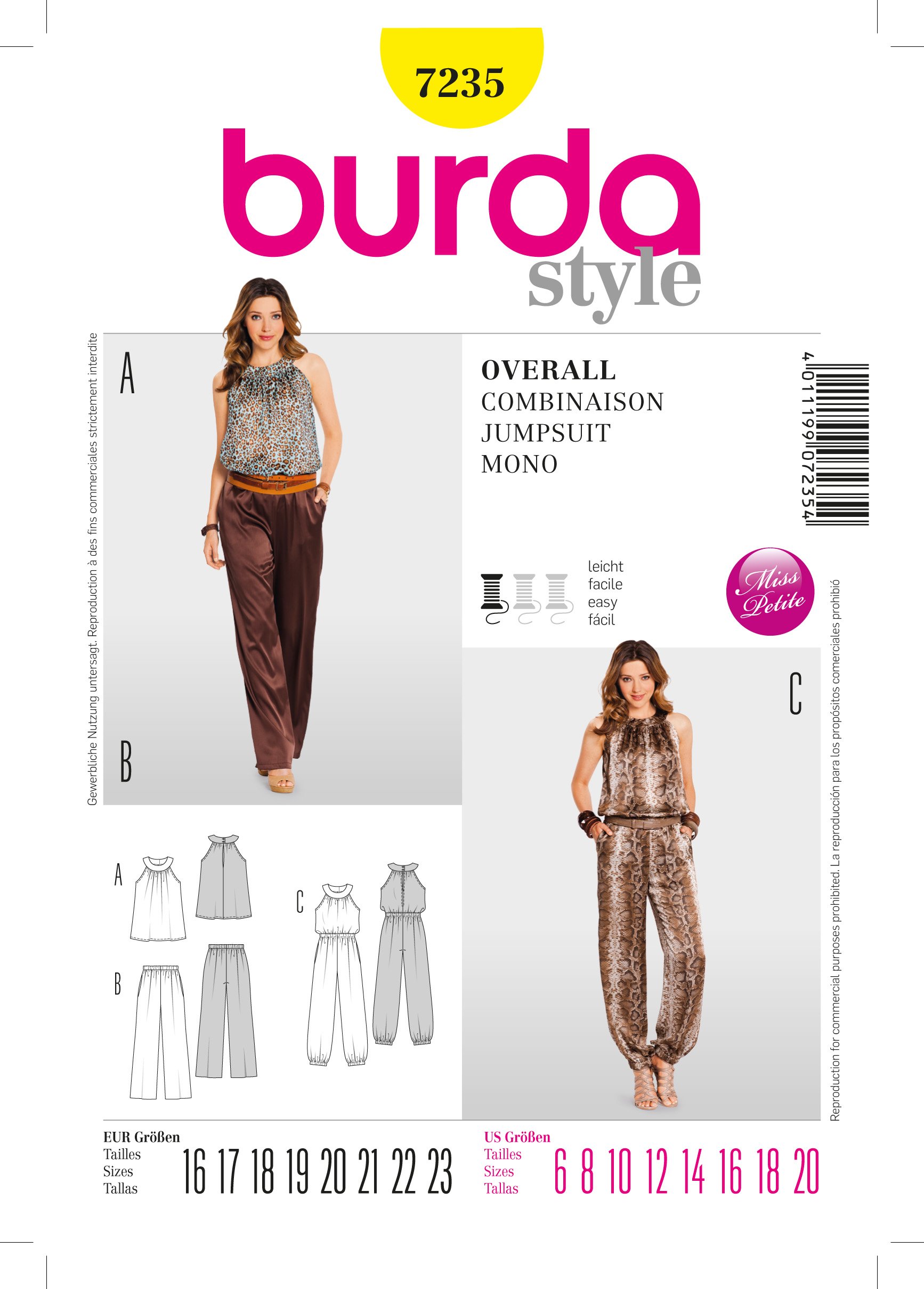 Patron Burda 7235 Combinaison