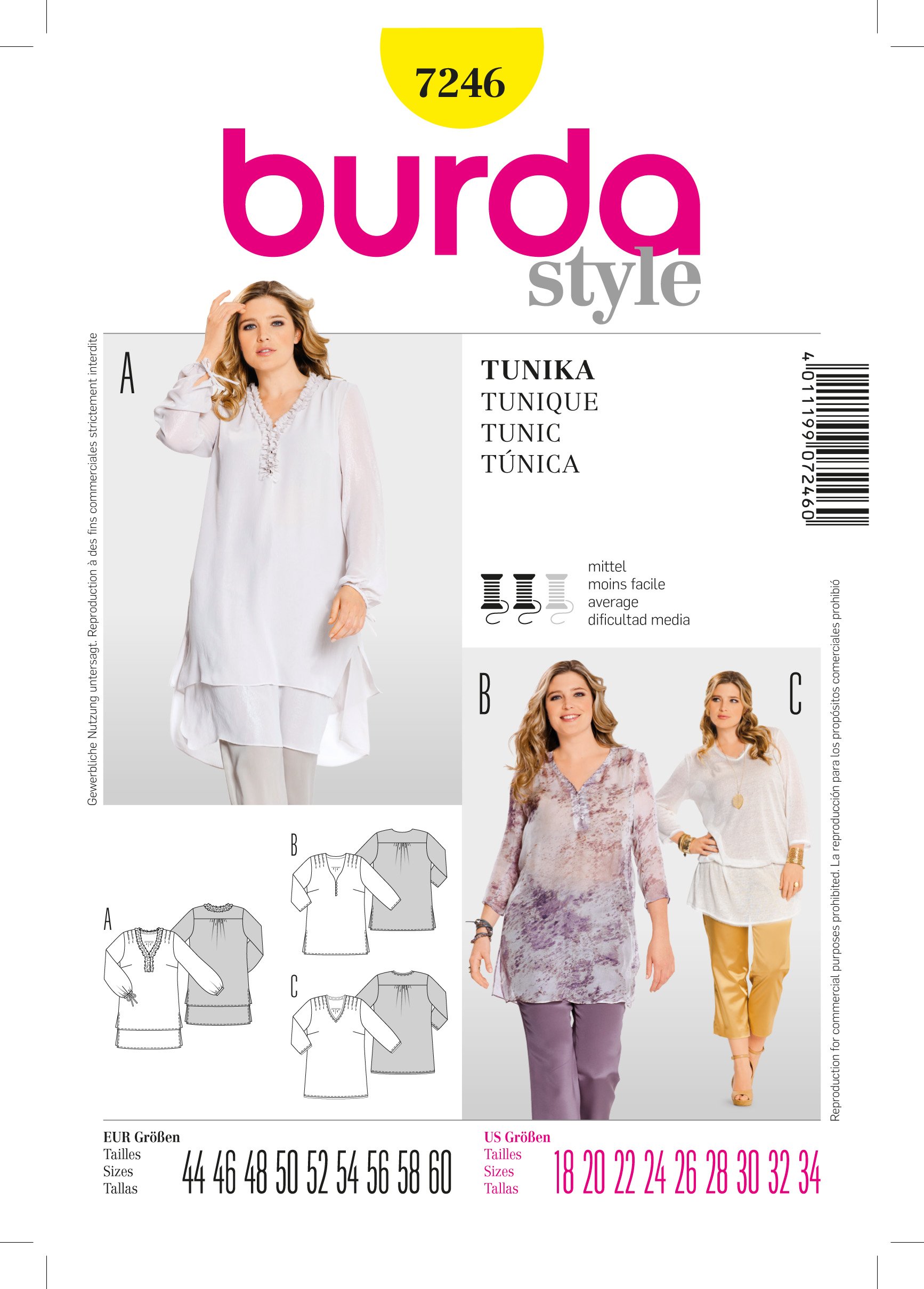 Patron Burda 7246 Robe
